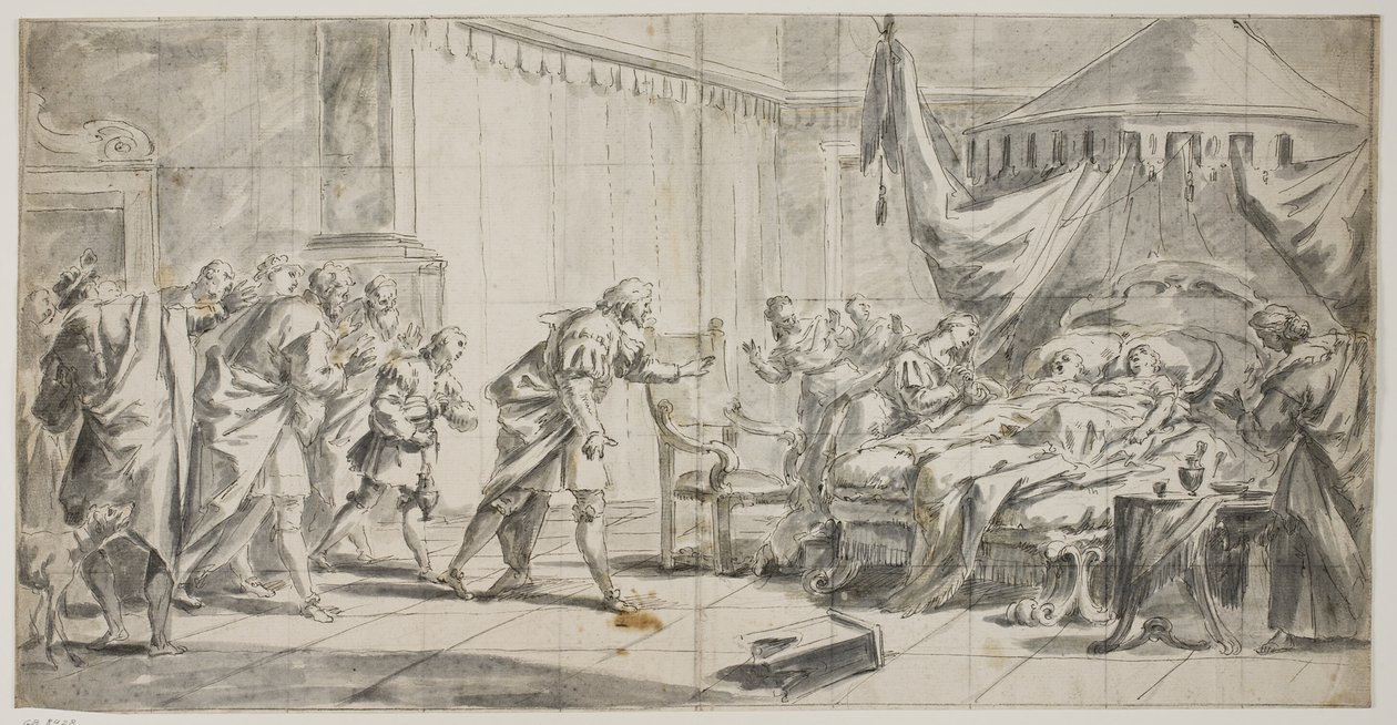 A Couple Lying in a Bed While Others Hurry to the Spot by Gaspare Diziani