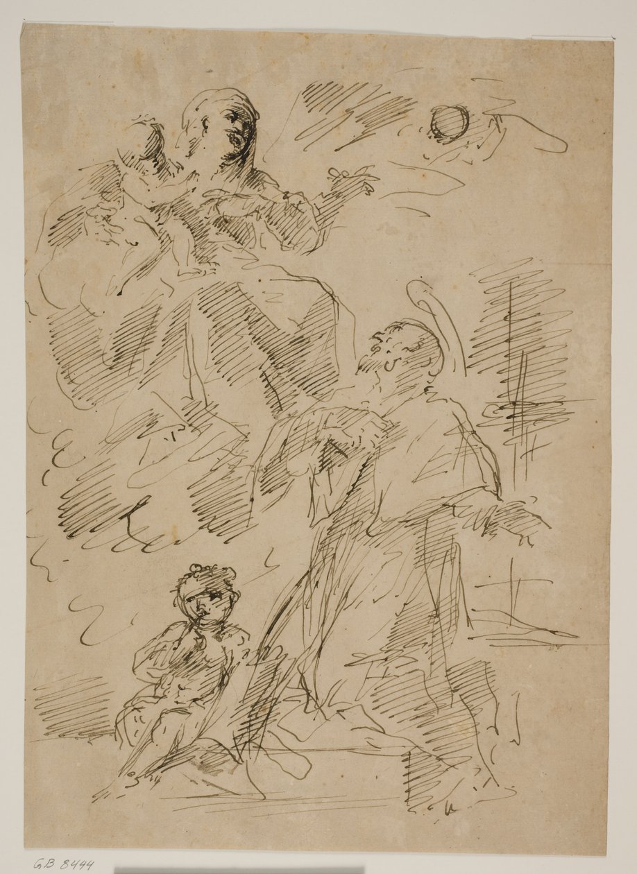 Madonna and Child in the Clouds, with St John of Nepomuk Below by Gaspare Diziani