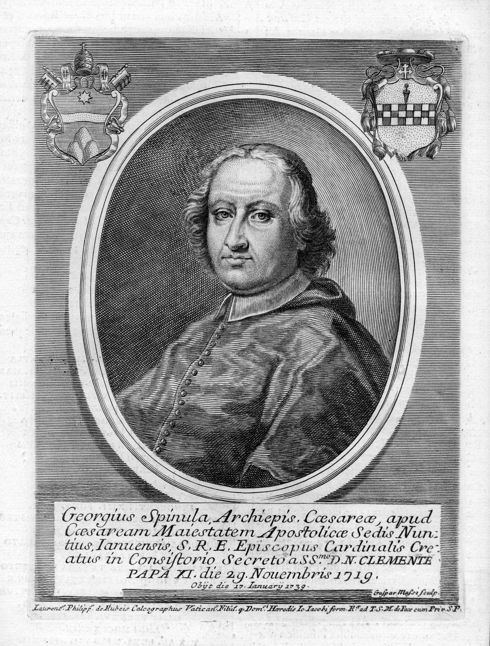 Engraved Portrait by Gasparo Massi d’après Lorenzo Filippo de Rossi