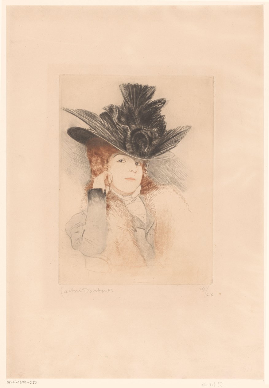 Portrait of an Unknown Lady with a Hat by Gaston Darbour