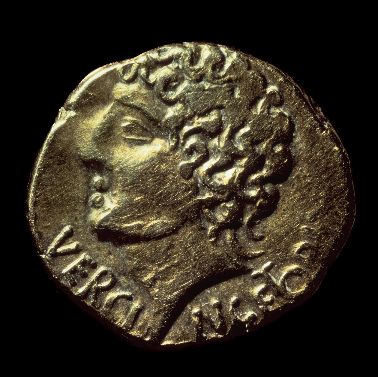 Gaulish gold statere with the effigy of Vercingetorix emitted in 52 BC. Paris, B.N. by Gaulish Gaulish