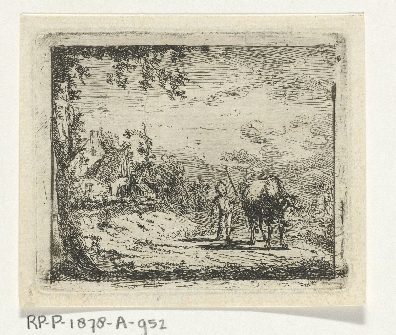 Landscape with Putto and Cow by Geerlig Grijpmoed
