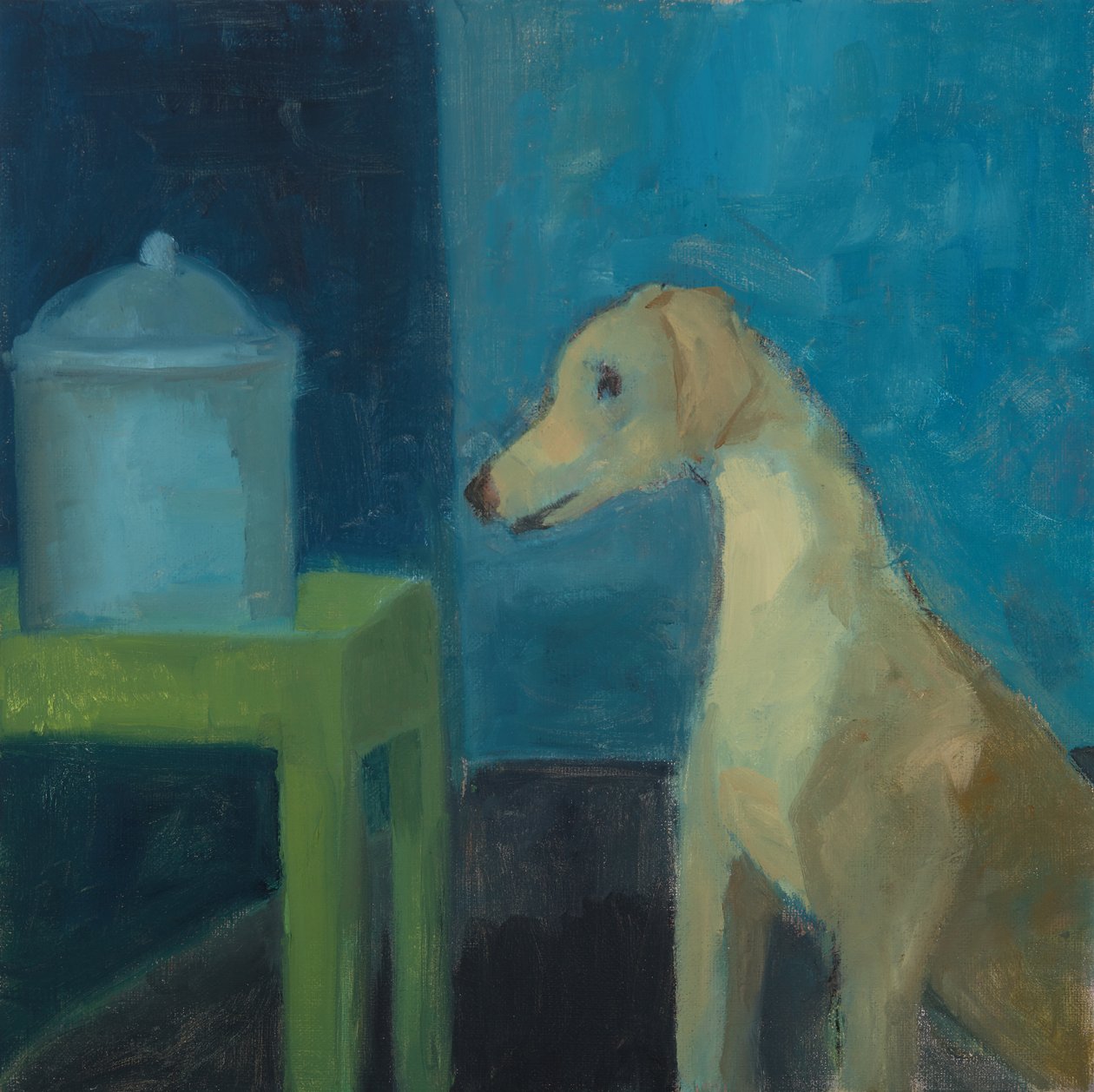 Yellow Dog with Cookie Jar, 2020 by Genevieve French