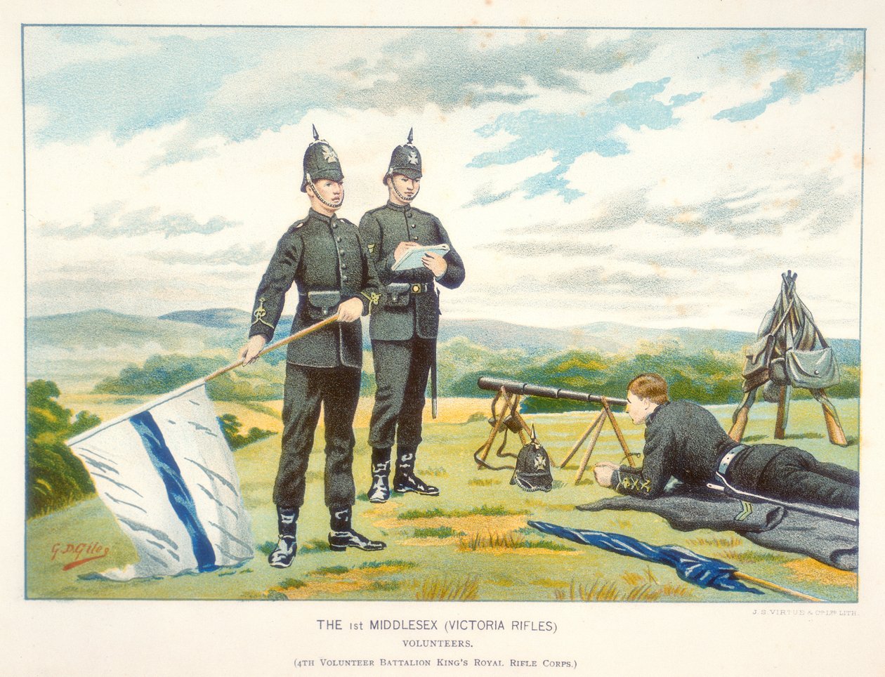 Sending a Semaphore Signal Using Flags, c1880 by Geoffrey Douglas Giles