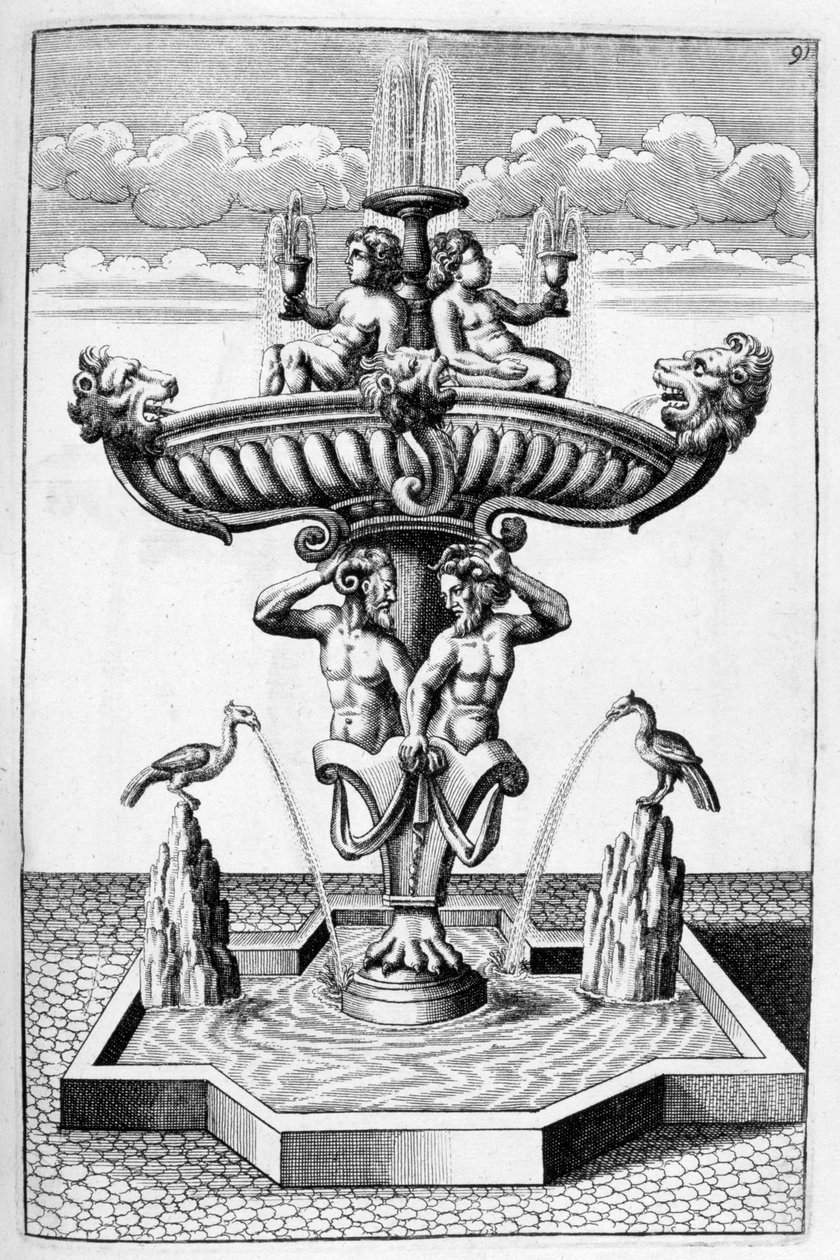 Ornamental fountain design, 1664 by Georg Andreas Bockler