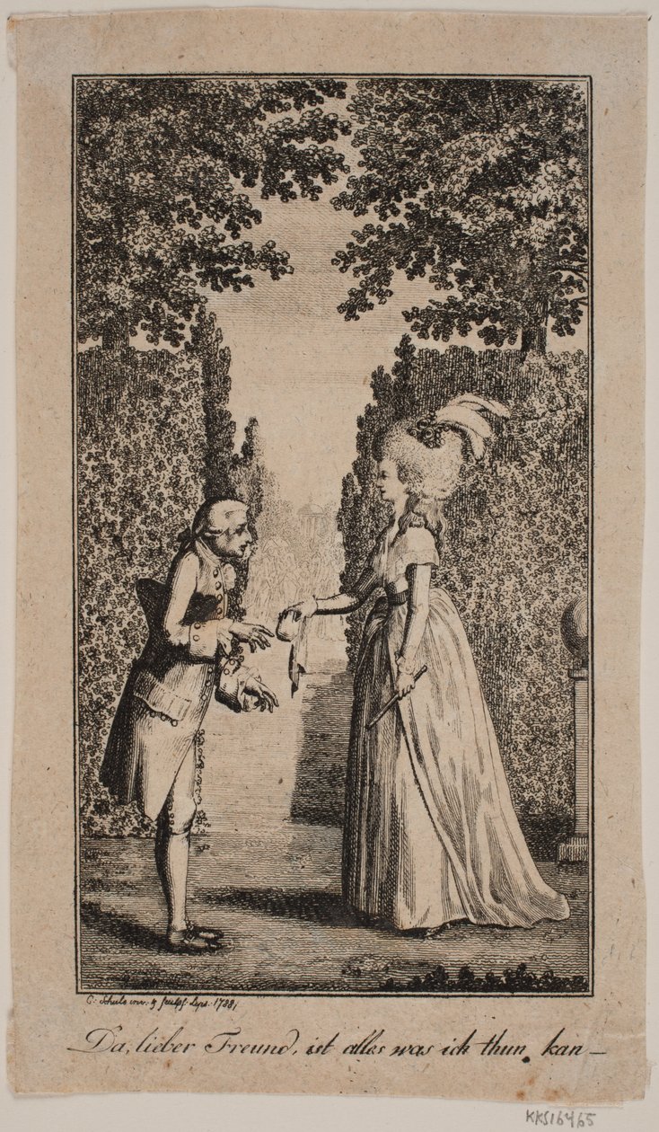 Illustration with Lady and Gentleman in a Park by Georg Christian Schule