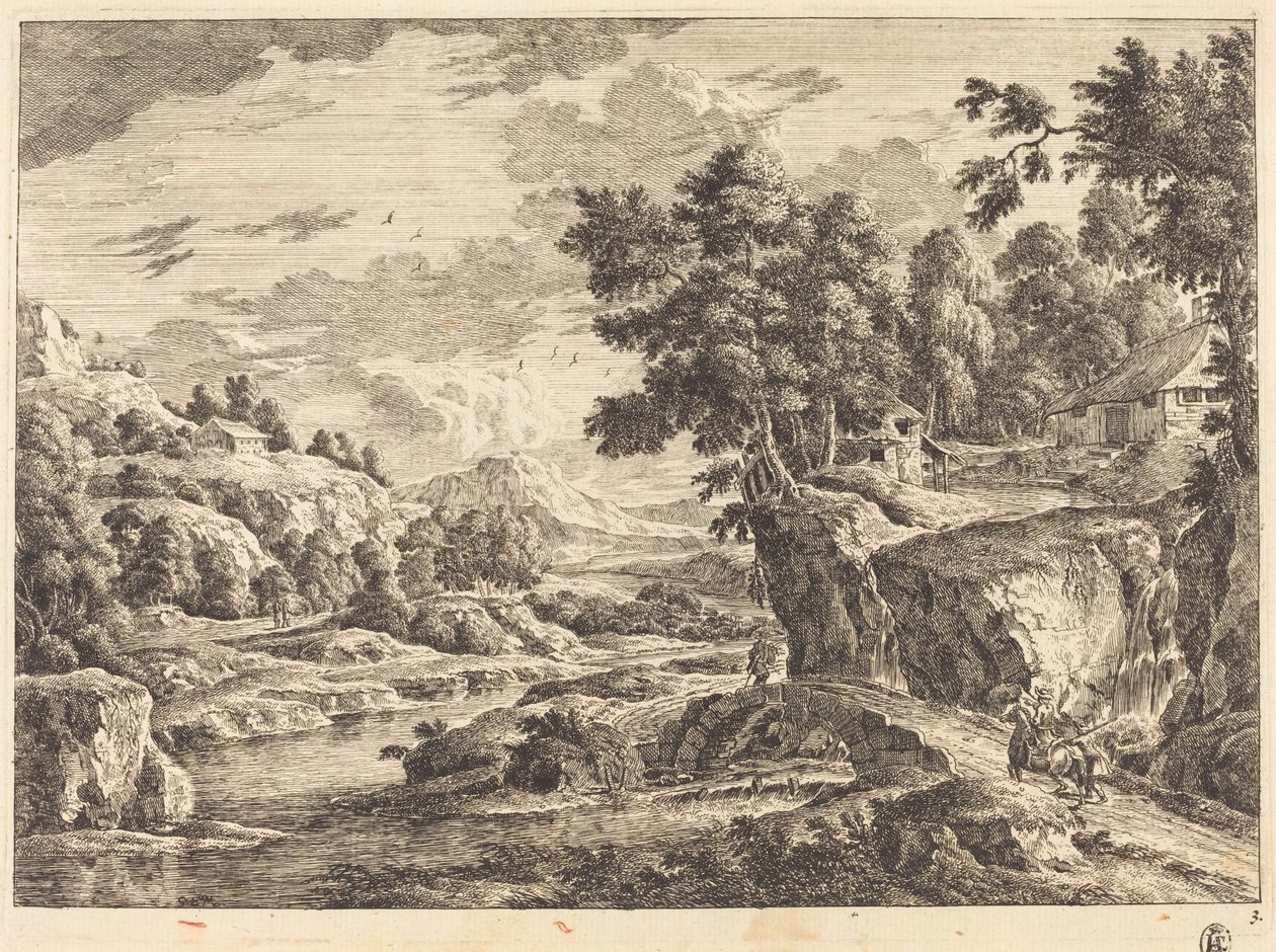 Landscape with a Bridge and Three Farm Buildings by Georg Eisenmann