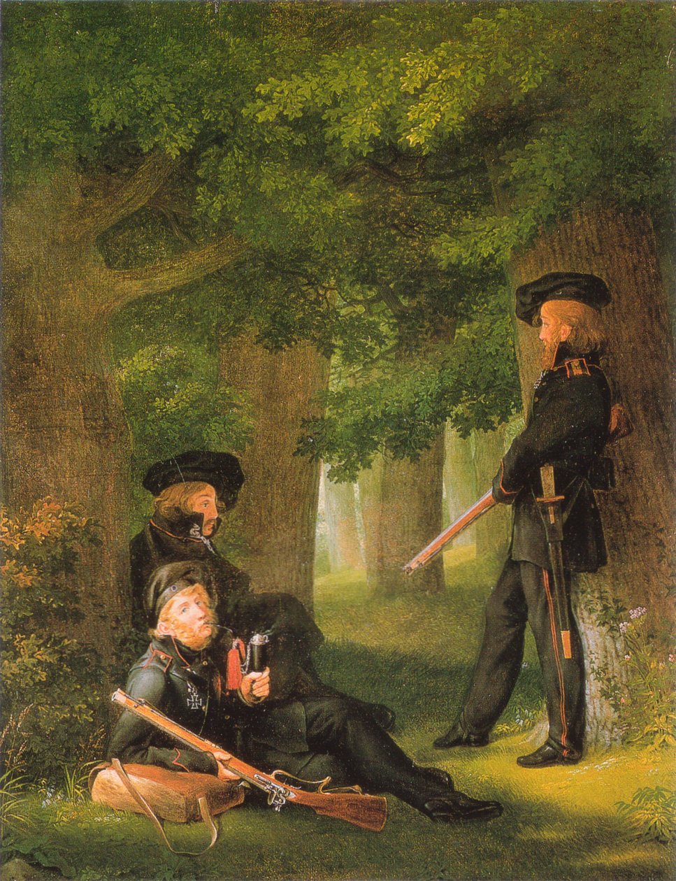 Theodor Körner, Friedrich Friesen and Heinrich Hartmann on Outpost Duty by Georg Friedrich Kersting