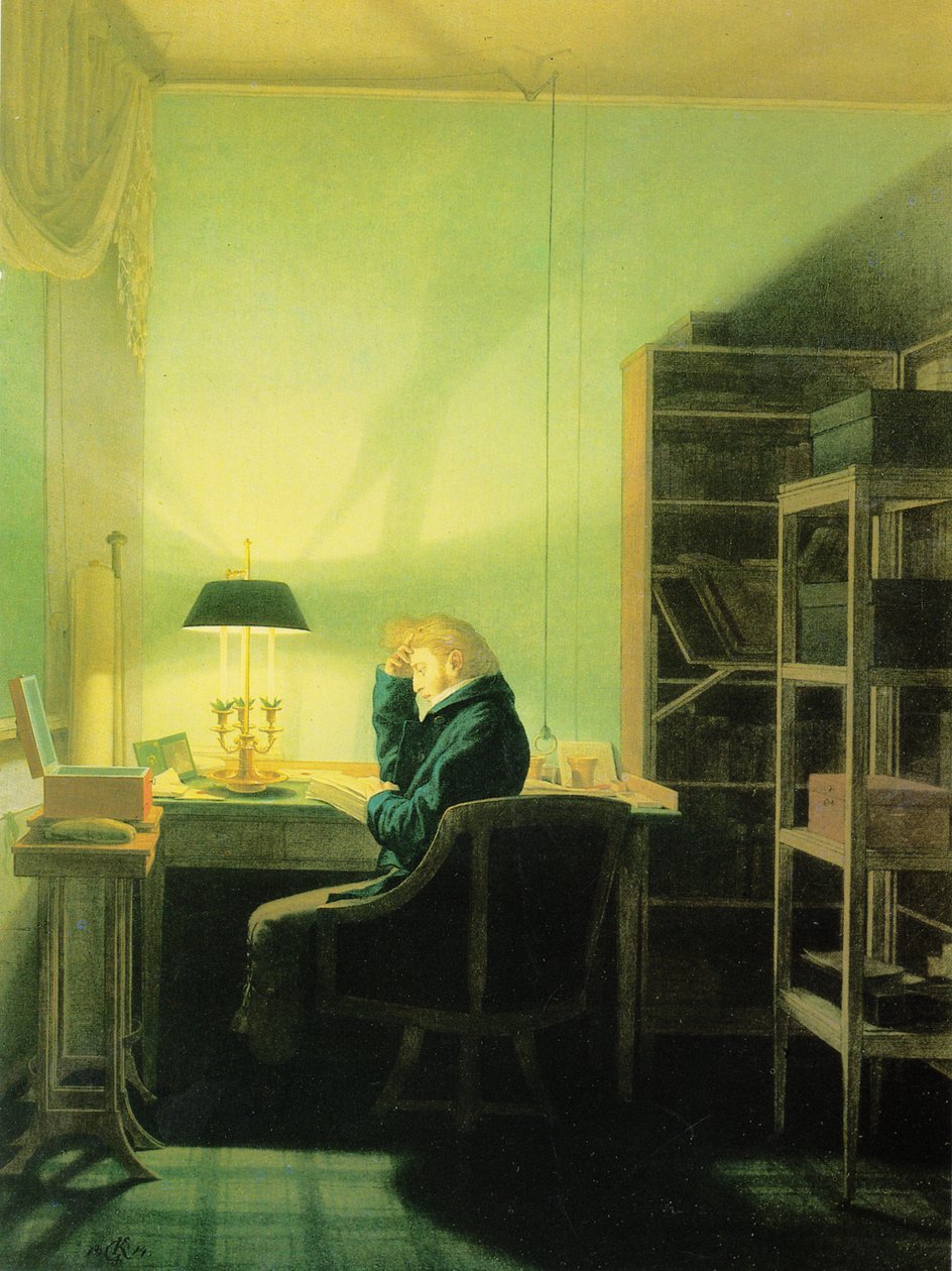 Man Reading by Lamplight by Georg Friedrich Kersting