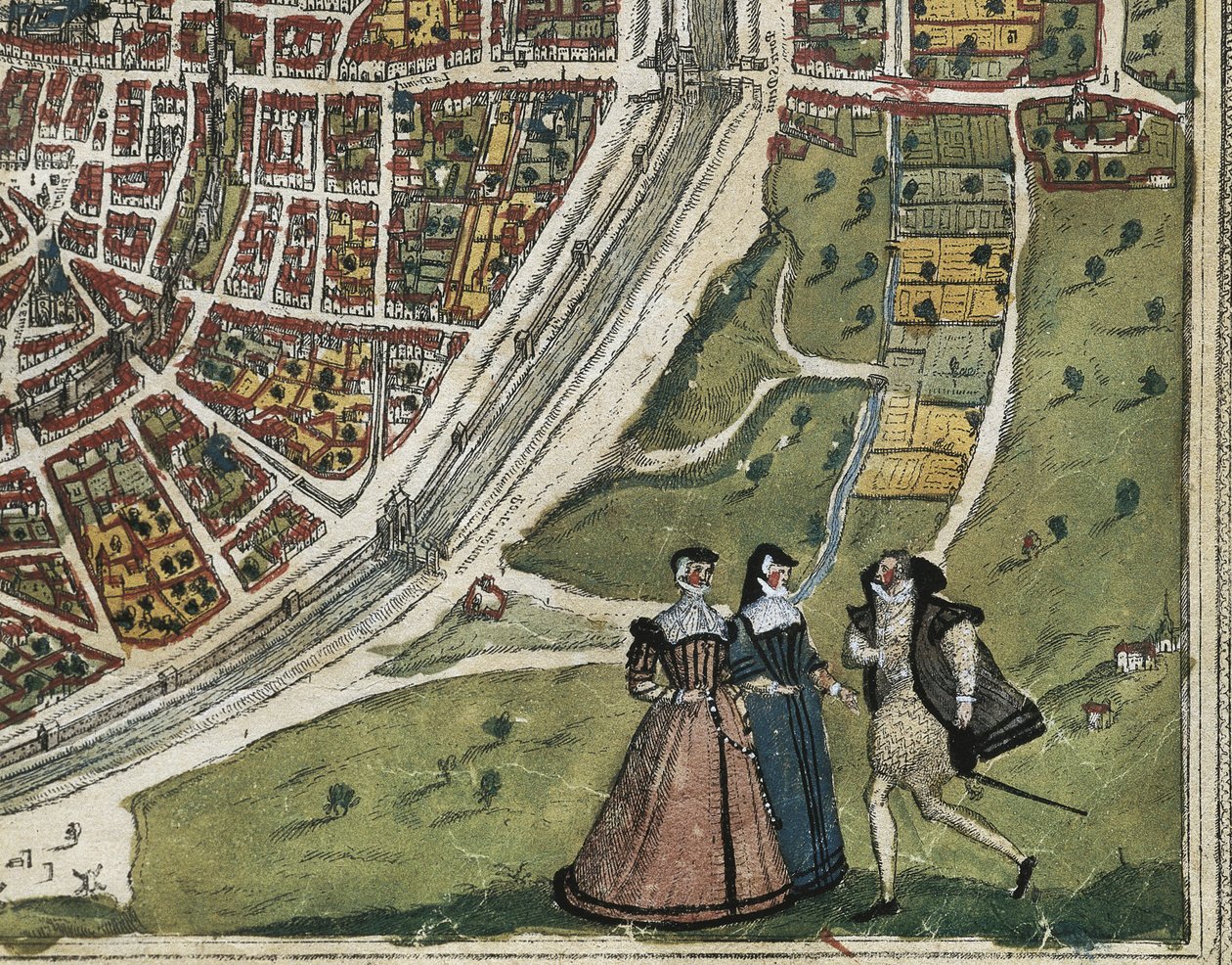 Civitatis Orbis Terrarum (Theatrum orbis terrarum). 1572-1617. Paris (1572). Left lower detail. Volume I. Etching. SPAIN. CASTILE AND LEON. Salamanca. Salamanca University by Georg Hogenberg Franz (1535 90) & Ortelius Abraham (1527 98) Braun