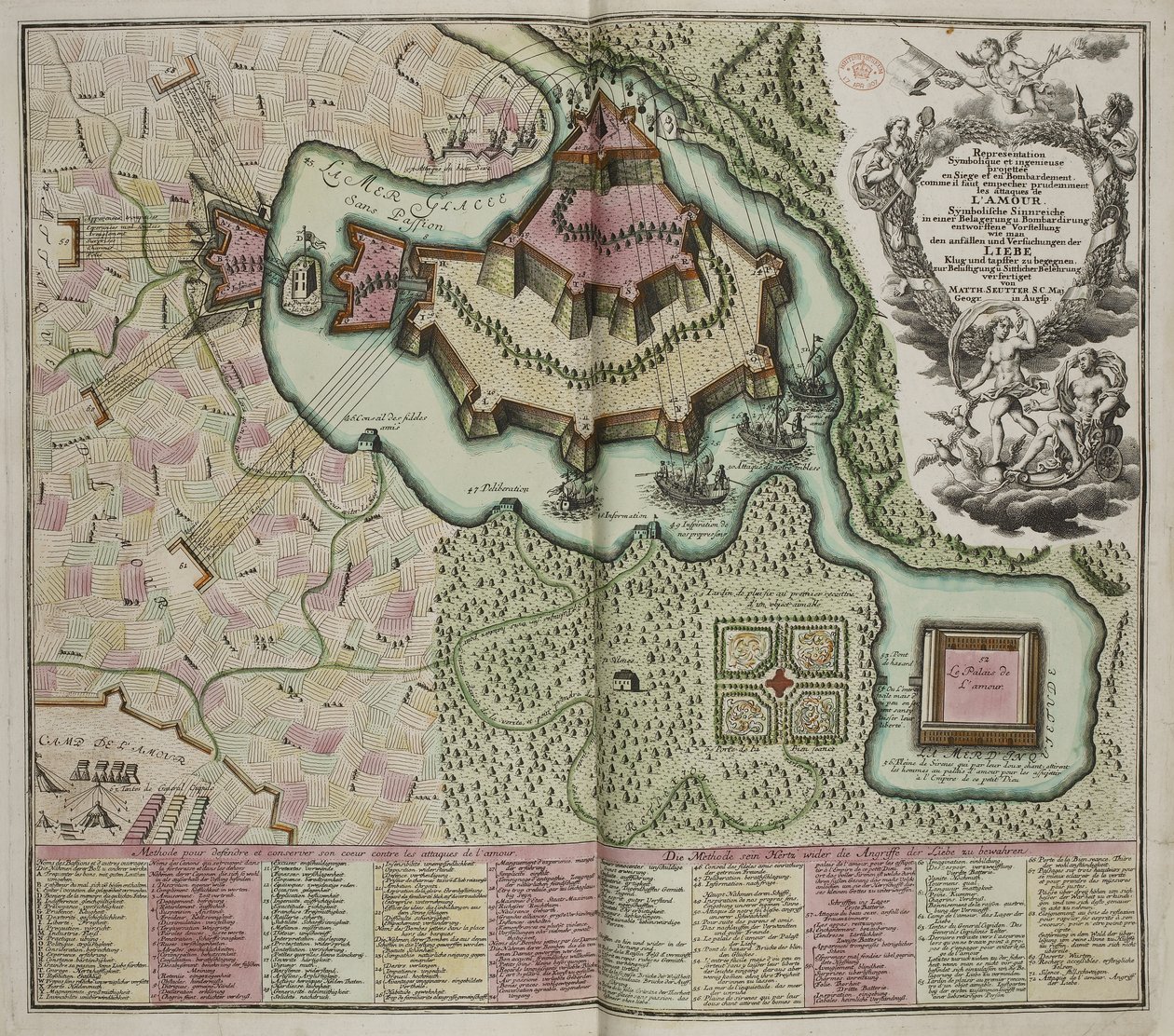 Allegorical Map of the Siege of the Castle of Love by Georg Matthäus Seutter