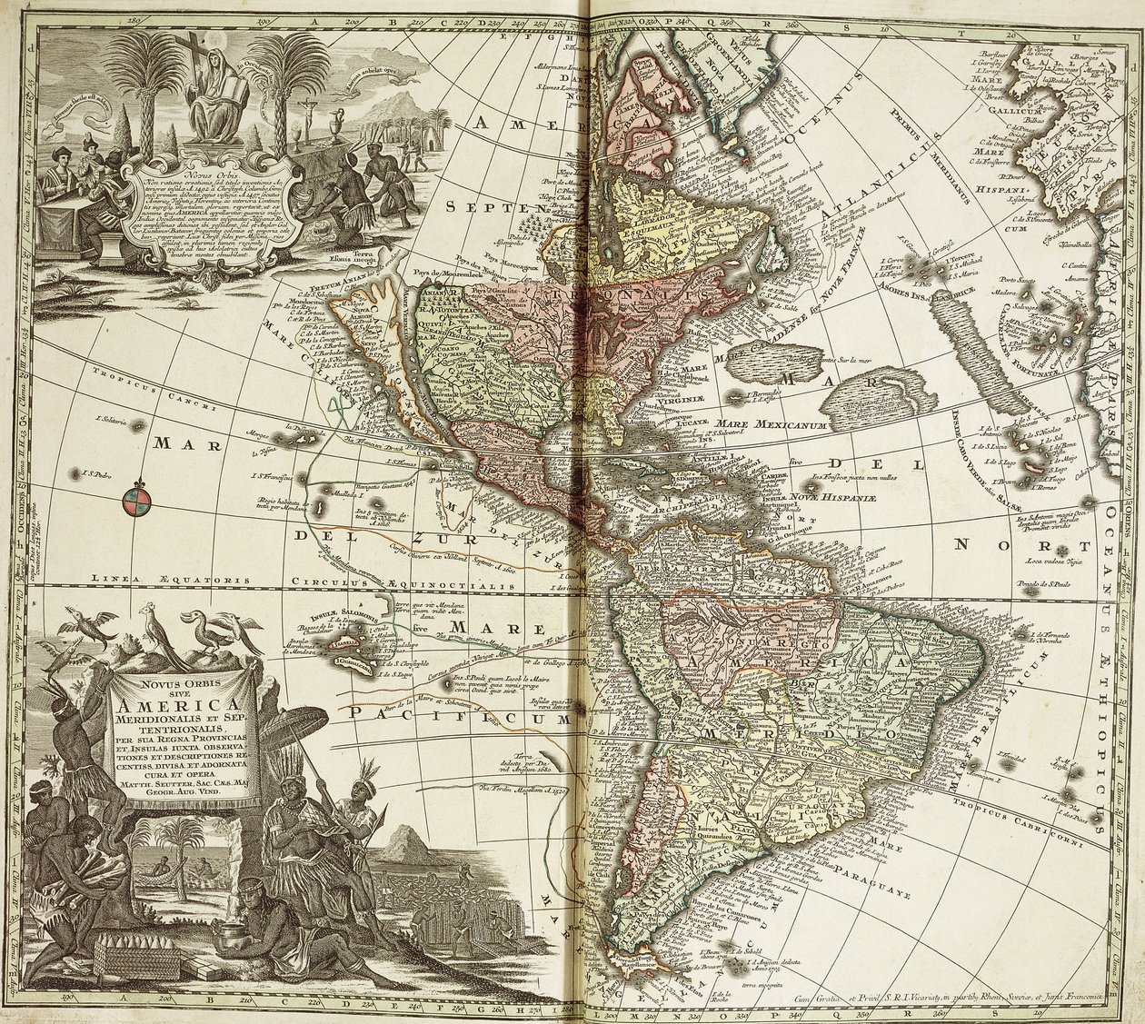 Map of the Americas by Georg Matthäus Seutter