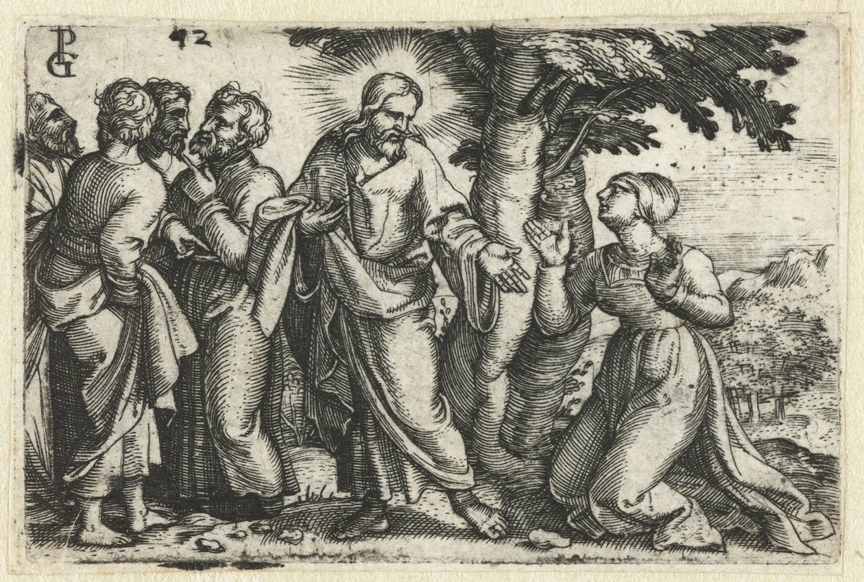 Christ Healing the Bleeding Woman (Life of Christ) by Georg Pencz