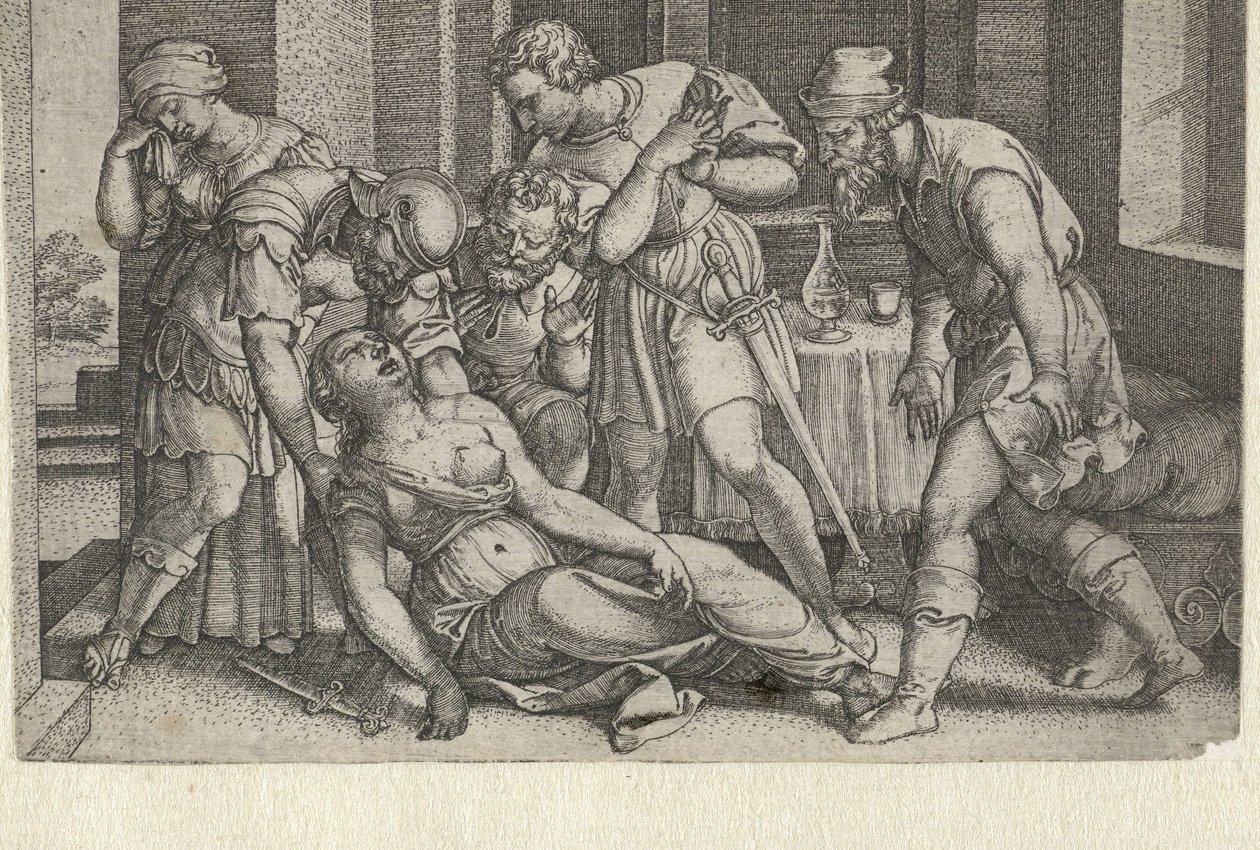 Collatinus and Brutus by the Dying Lucretia by Georg Pencz