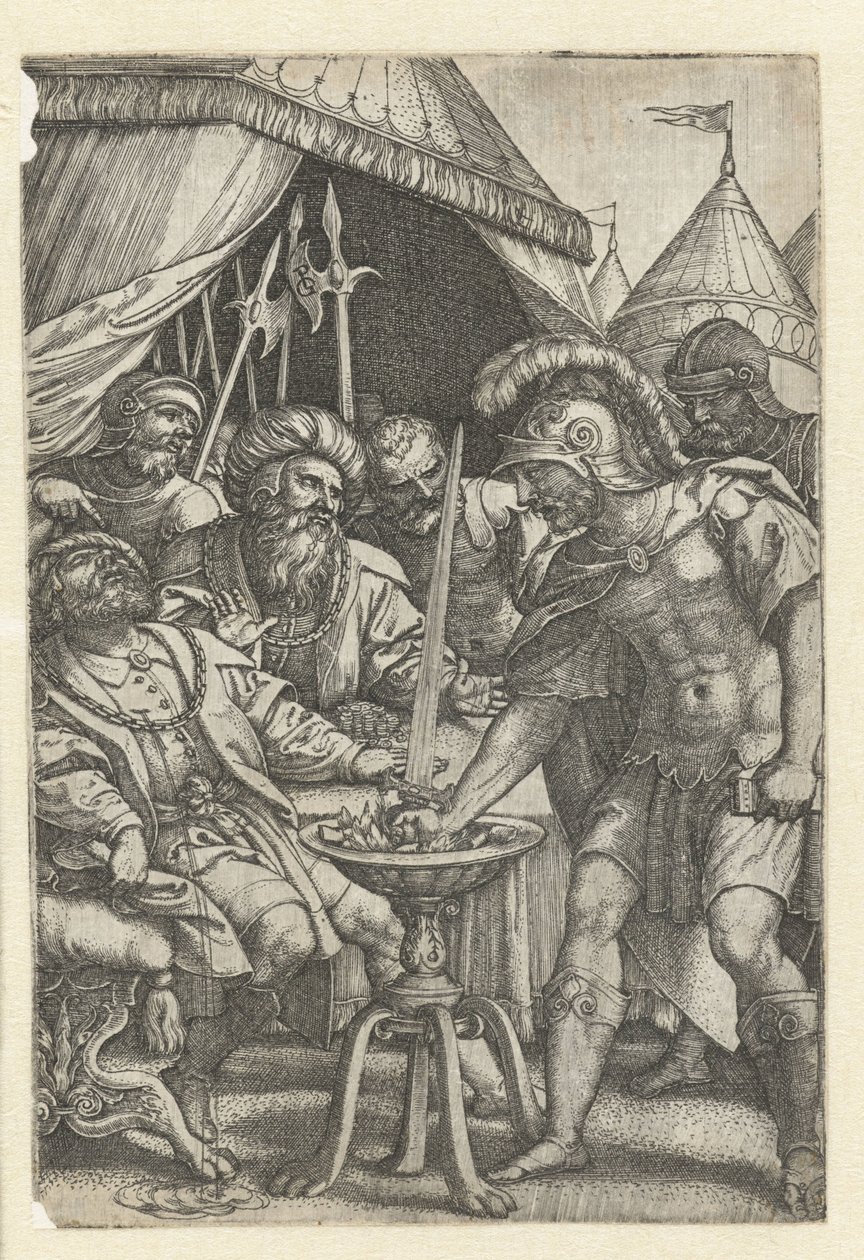 Mucius Scaevola Puts His Right Hand in the Fire (Roman Heroes) by Georg Pencz