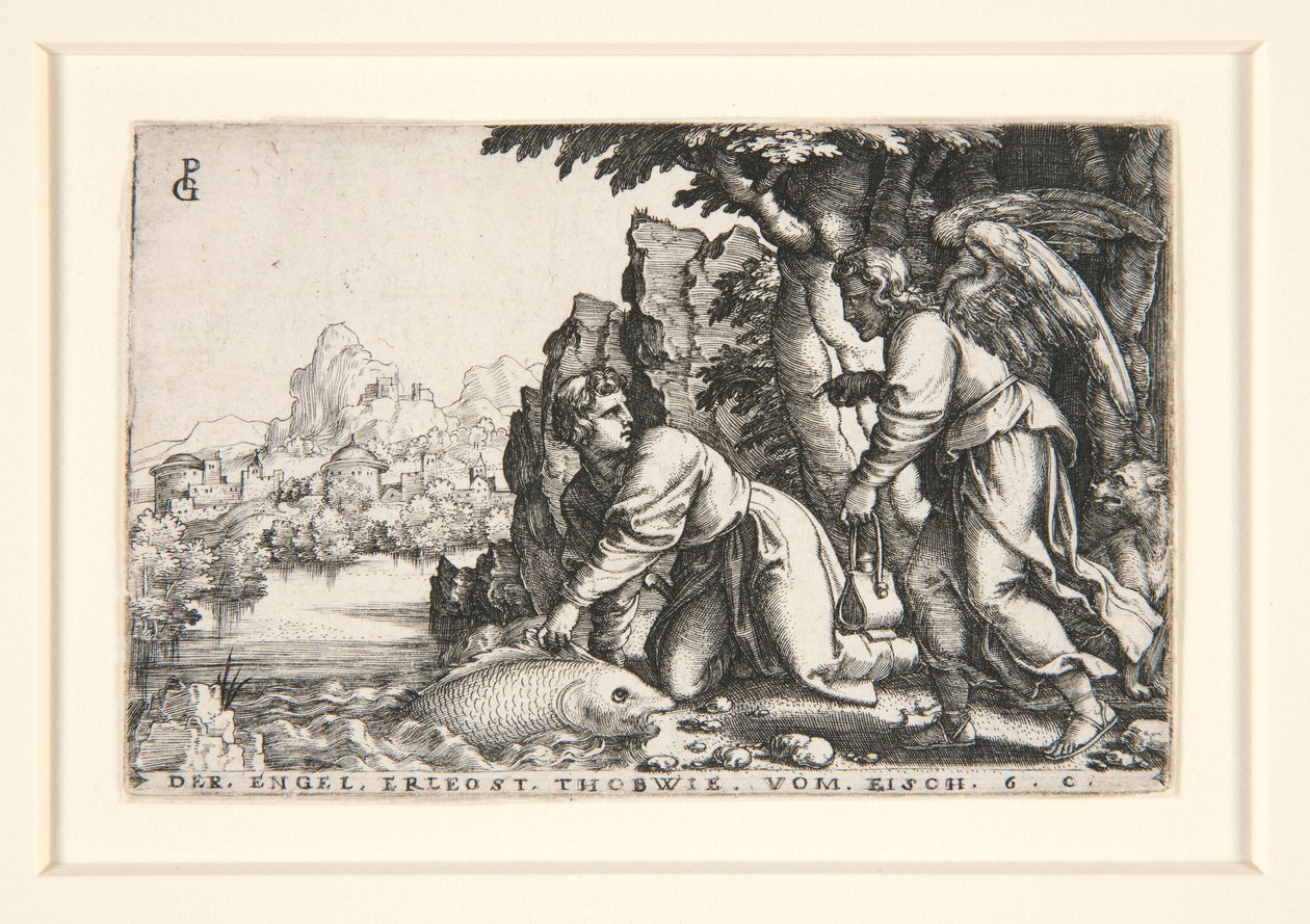 Tobit and the Angel, pl. 5 from the series The Story of Tobit by Georg Pencz