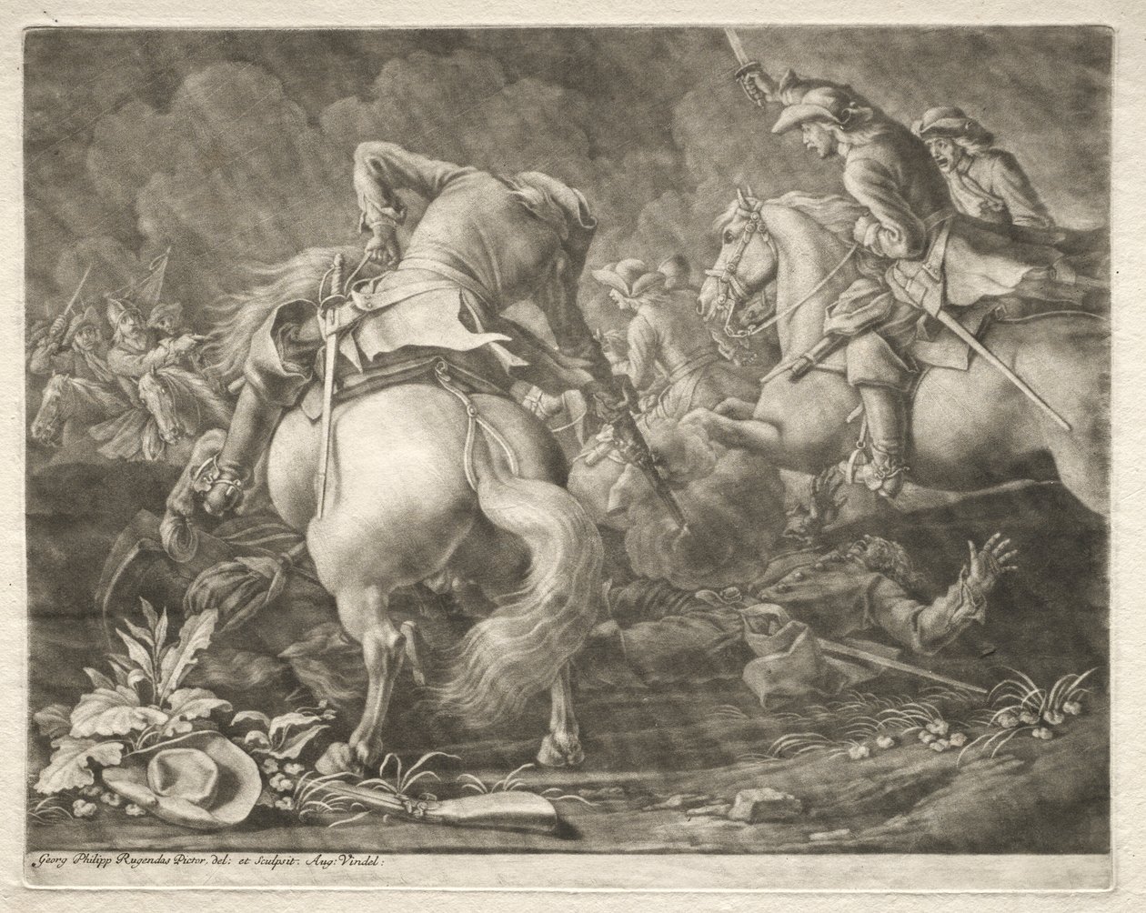 Skirmish between Prussian and Hungarian Hussars by Georg Philipp I Rugendas