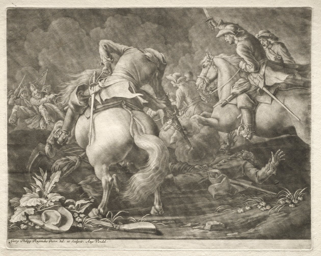 Skirmish between Prussian and Hungarian Hussars by Georg Philipp I Rugendas