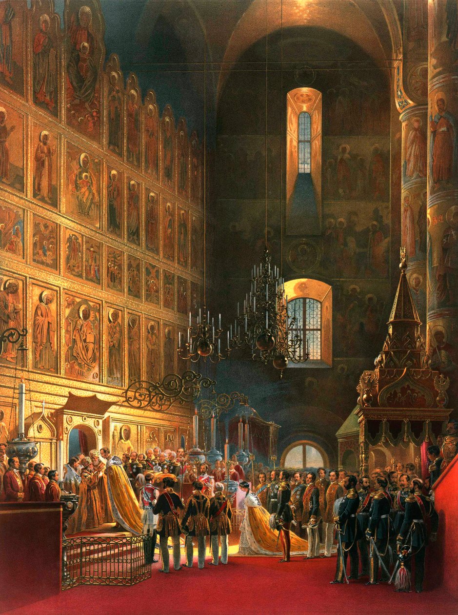 The anointing of Tsar Alexander II of Russia, Moscow, 1856 by Georg Wilhelm Timm