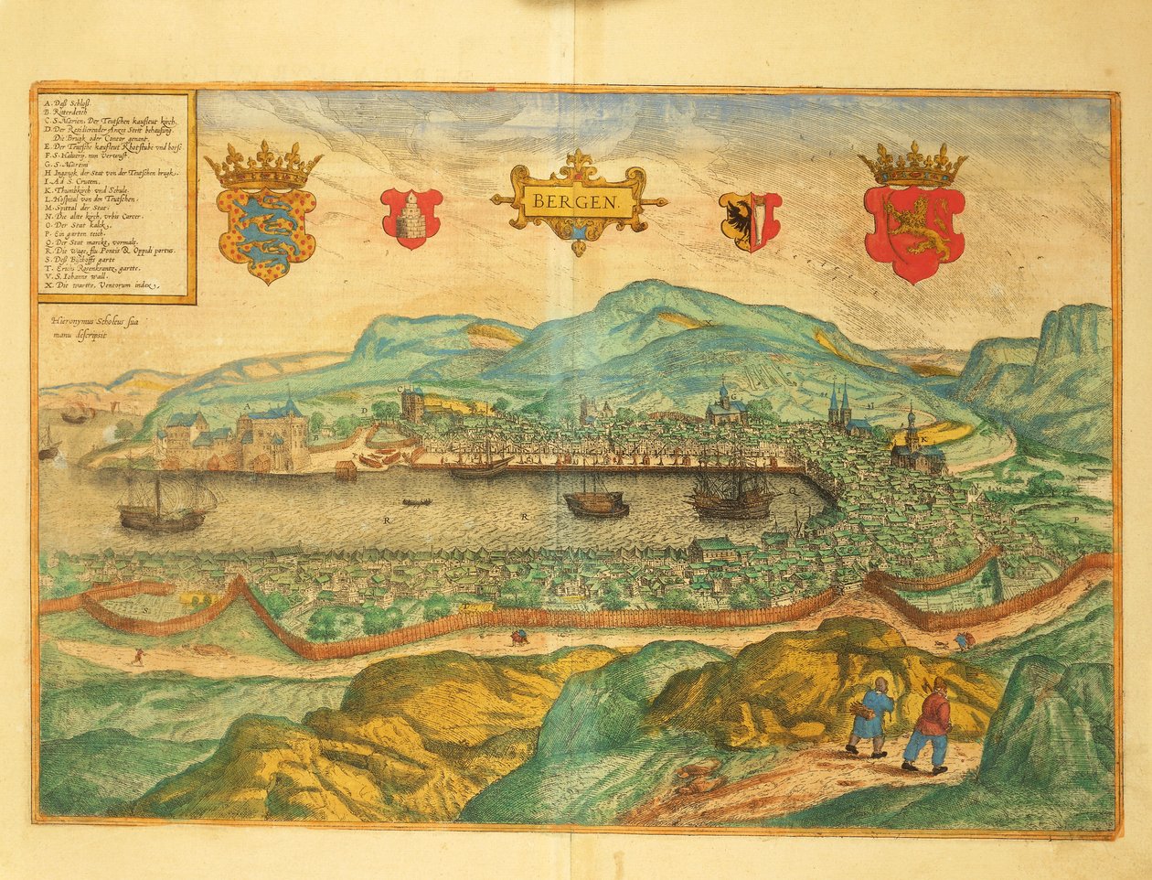 Bergen from Civitates Orbis Terrarum by Georg Braun by Georg Braun and Hogenberg Franz