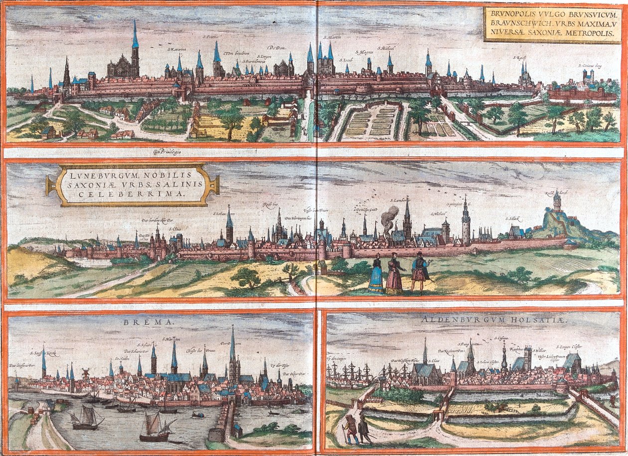 Braunschweig, Lüneburg, Bremen, Altenburg, Germany by Georg and Hogenberg Franz (1535 90) Braun