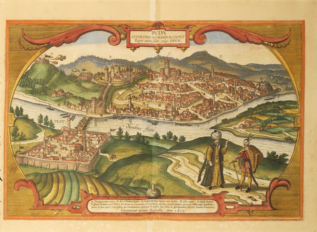 Budapest from Civitates Orbis Terrarum by Georg Braun and Hogenberg Franz