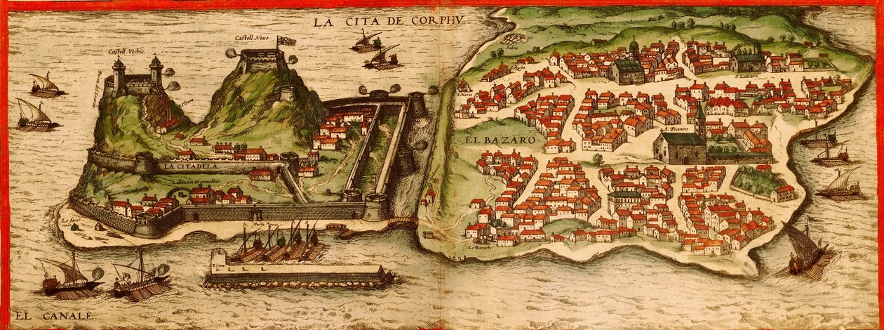 Corfu, Greece by Georg and Hogenberg Franz (1535-90) Braun