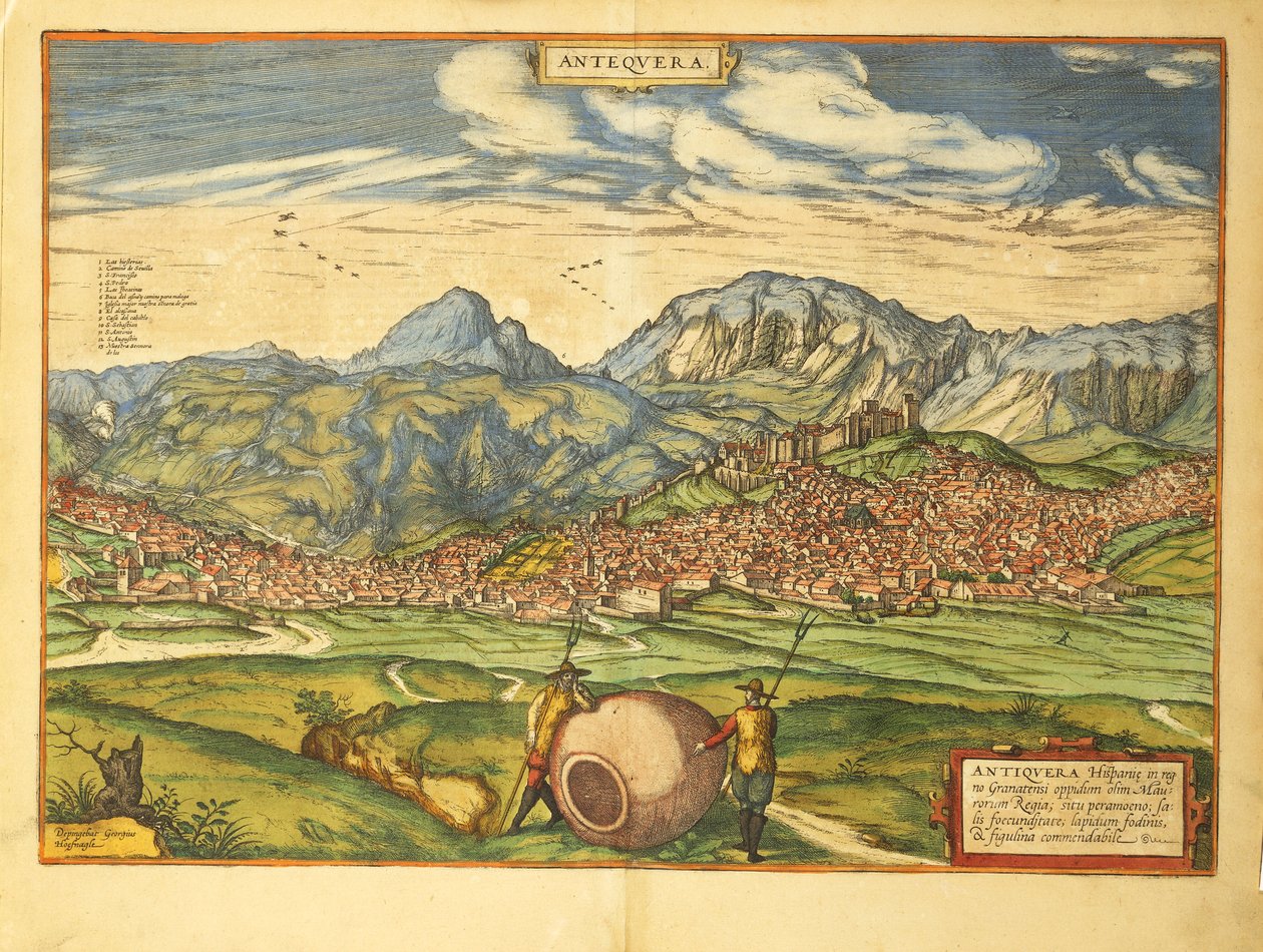 Map of Antequera from Civitates Orbis Terrarum by Georg Braun and Hogenberg Franz