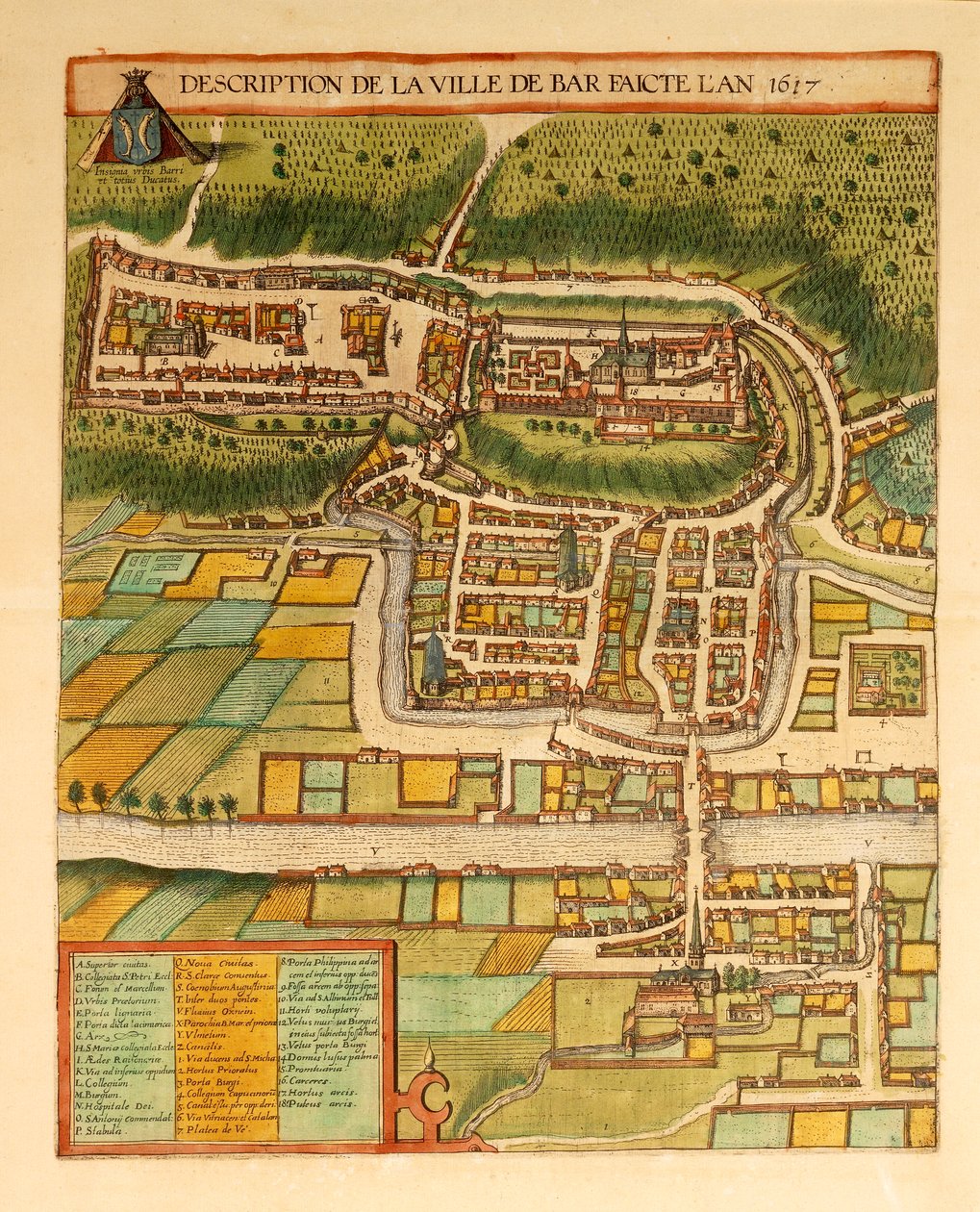 Map of Bar-Le-Duc from Civitates Orbis Terrarum by Georg Braun and Hogenberg Franz