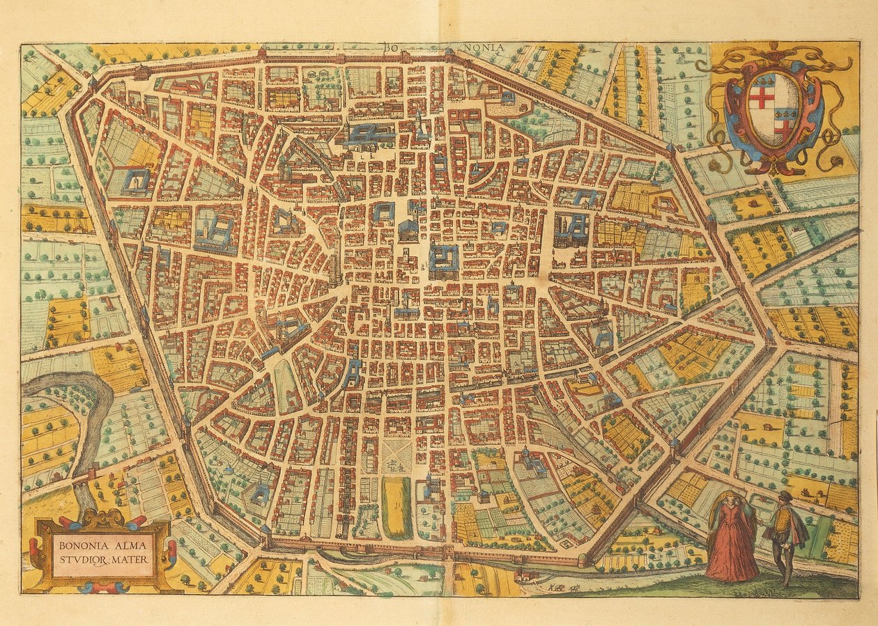 Map of Bologna from Civitates Orbis Terrarum by Georg Braun and Hogenberg Franz