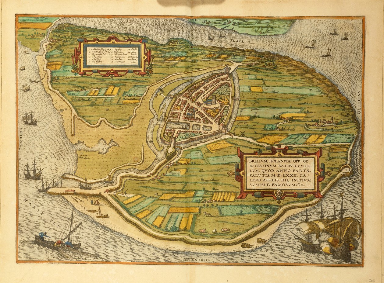 Map of Brielle from Civitates Orbis Terrarum by Georg Braun by Georg Braun and Hogenberg Franz
