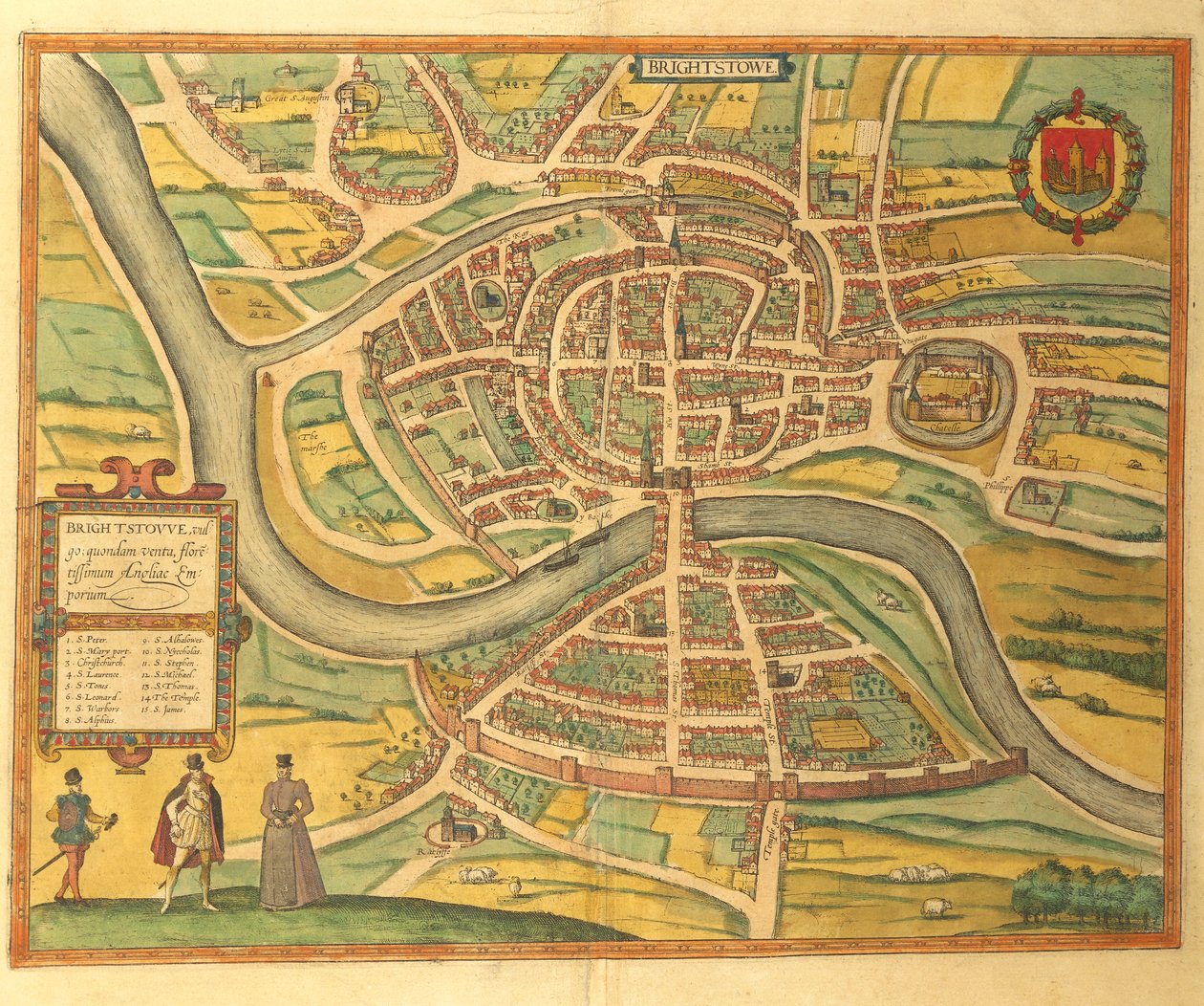Map of Bristol from Civitates Orbis Terrarum by Georg Braun and Hogenberg Franz