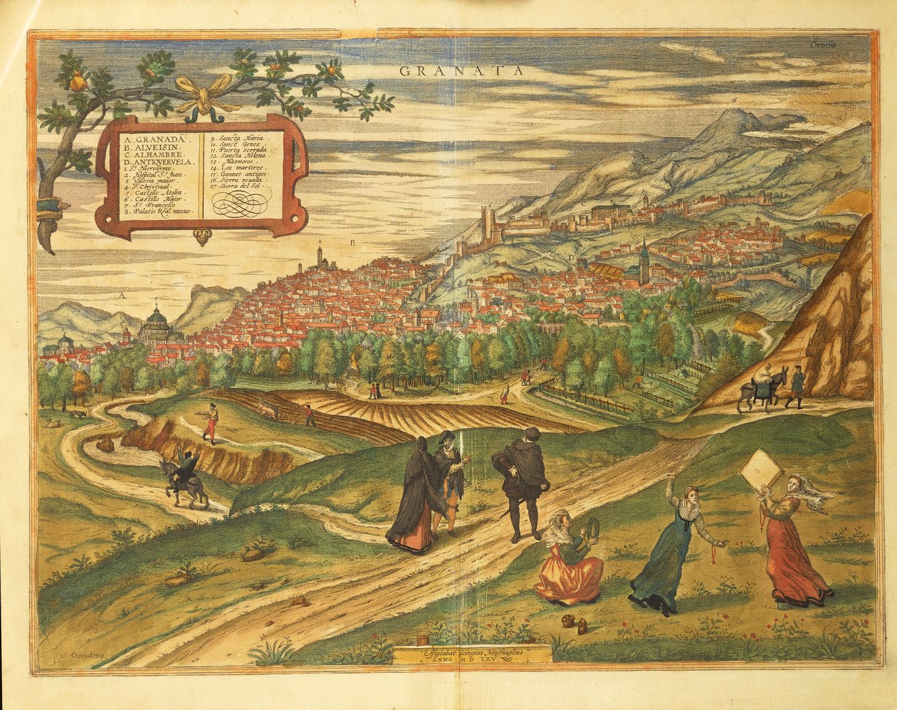 Map of Granada by Georg Braun and Hogenberg Franz