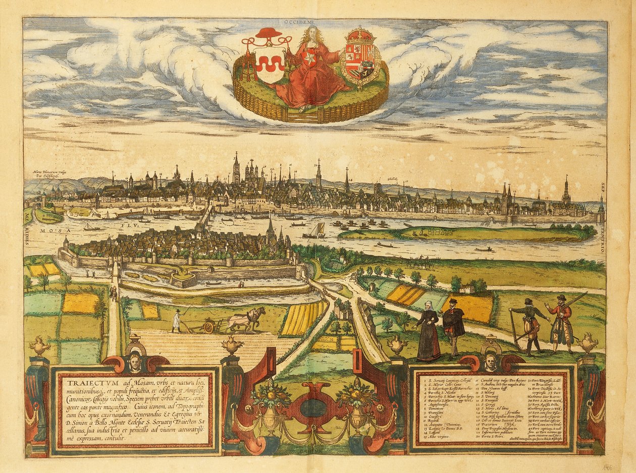 Map of Maastricht from Civitates Orbis Terrarum by Georg Braun by Georg Braun and Hogenberg Franz