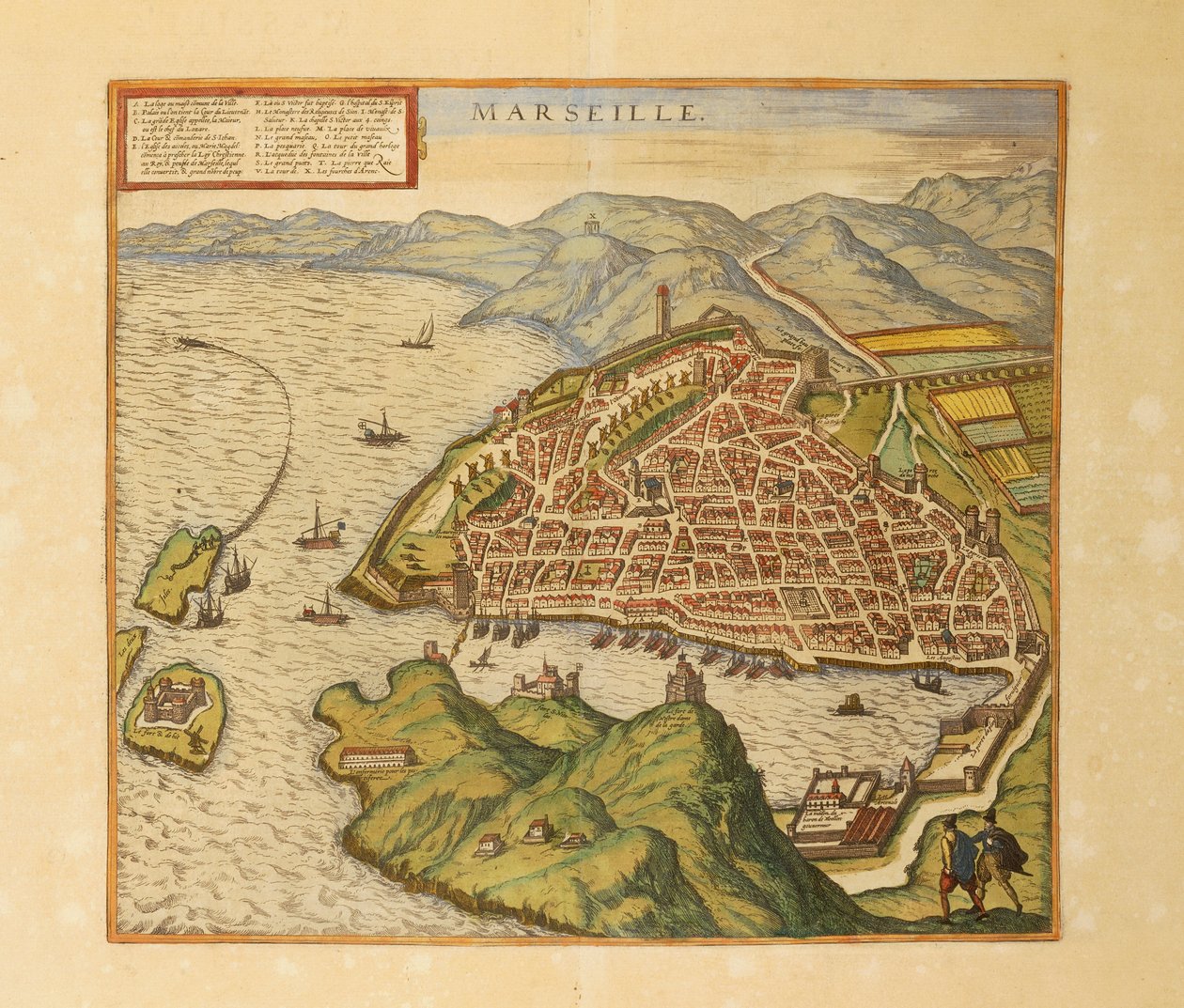 Map of Marseille from Civitates Orbis Terrarum by Georg Braun and Hogenberg Franz