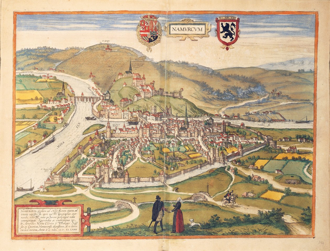 Map of Namur by Georg Braun and Hogenberg Franz