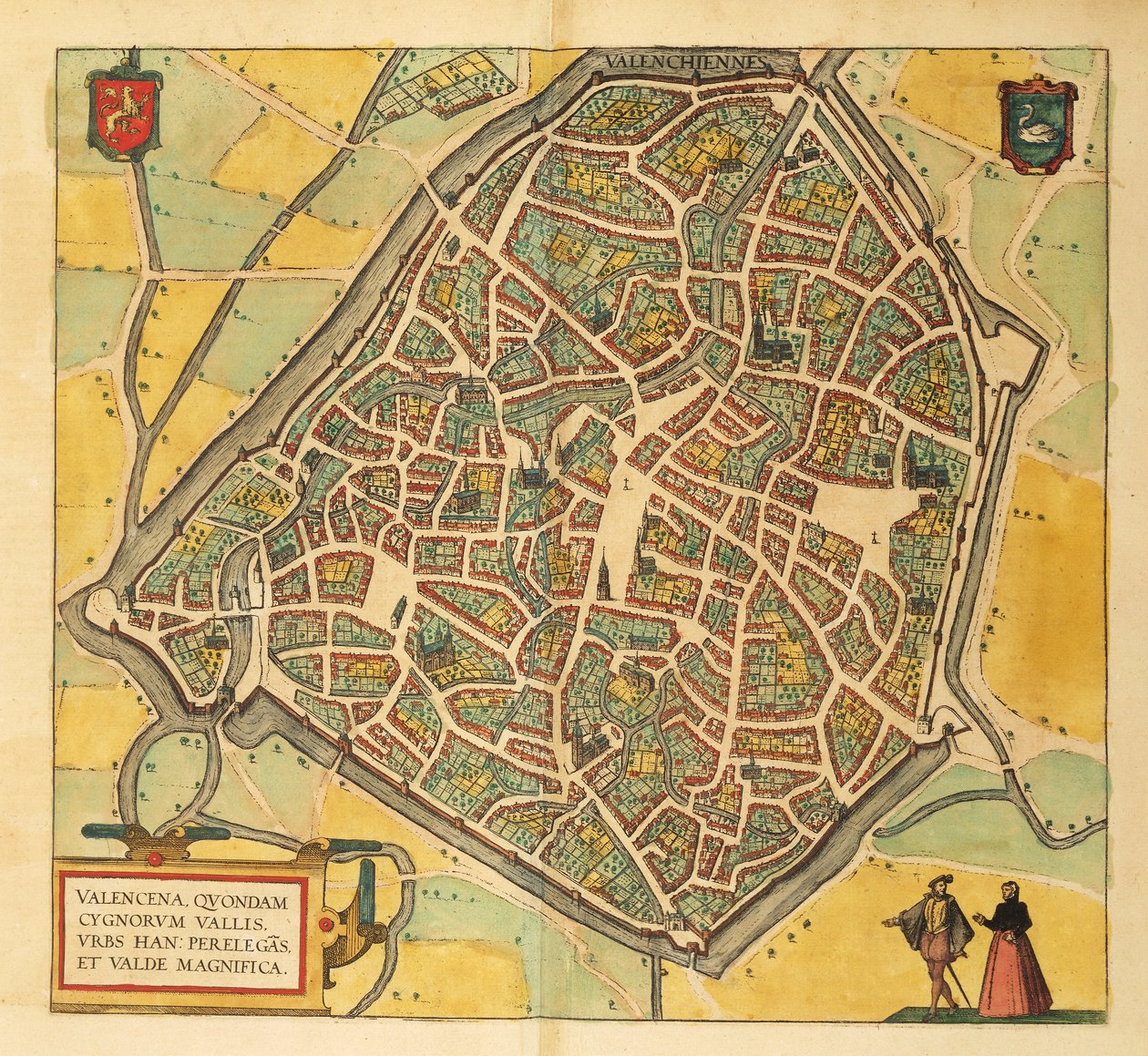 Map of Valenciennes from Civitates Orbis Terrarum by Georg Braun by Georg Braun and Hogenberg Franz