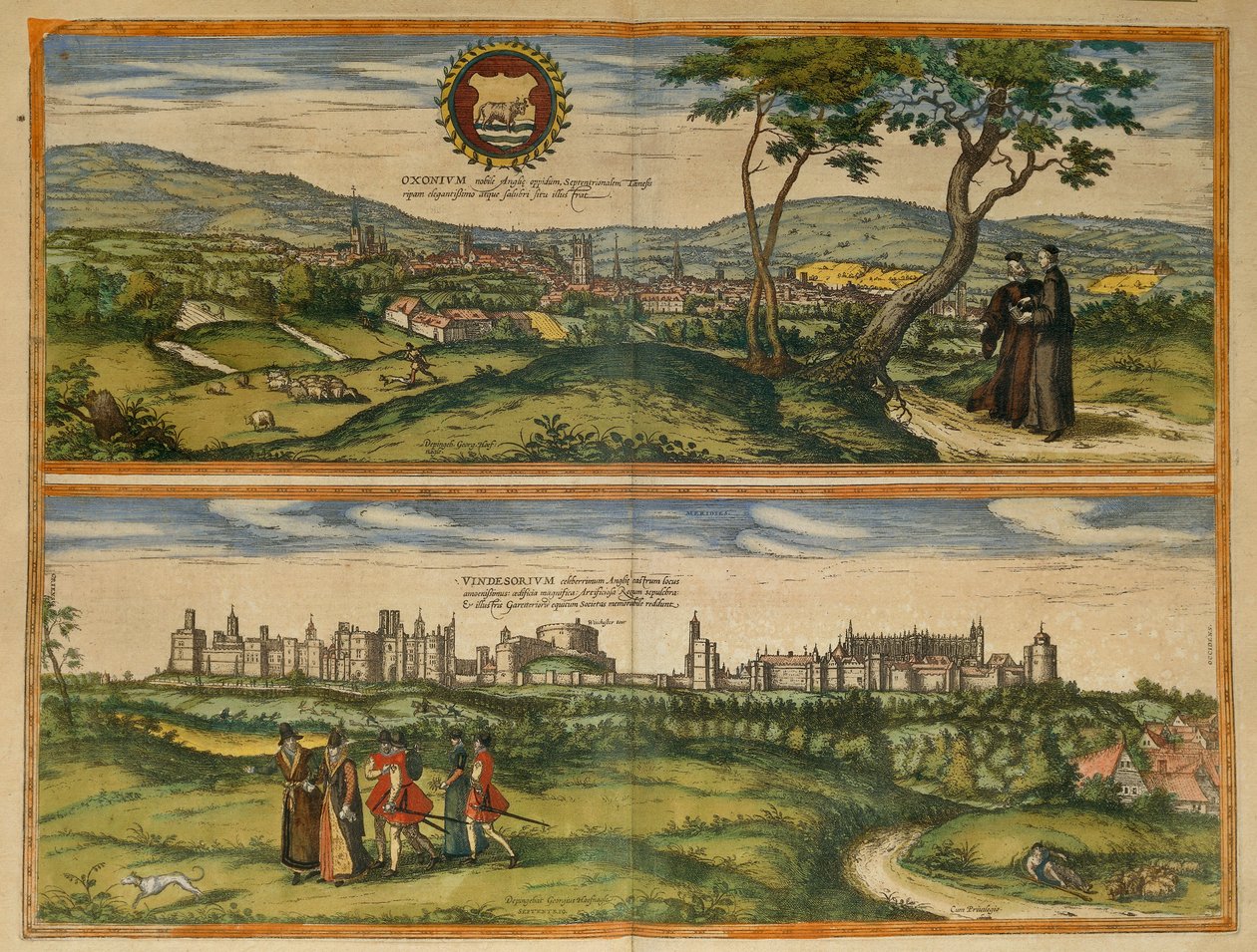 Map of Windsor and Oxford from Civitates Orbis Terrarum by Georg Braun by Georg Braun and Hogenberg Franz