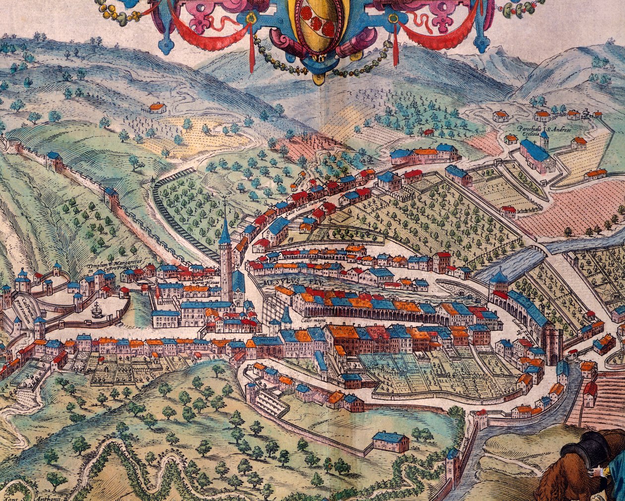 View of Serravalle Scrivia by Georg Braun and Hogenberg Franz