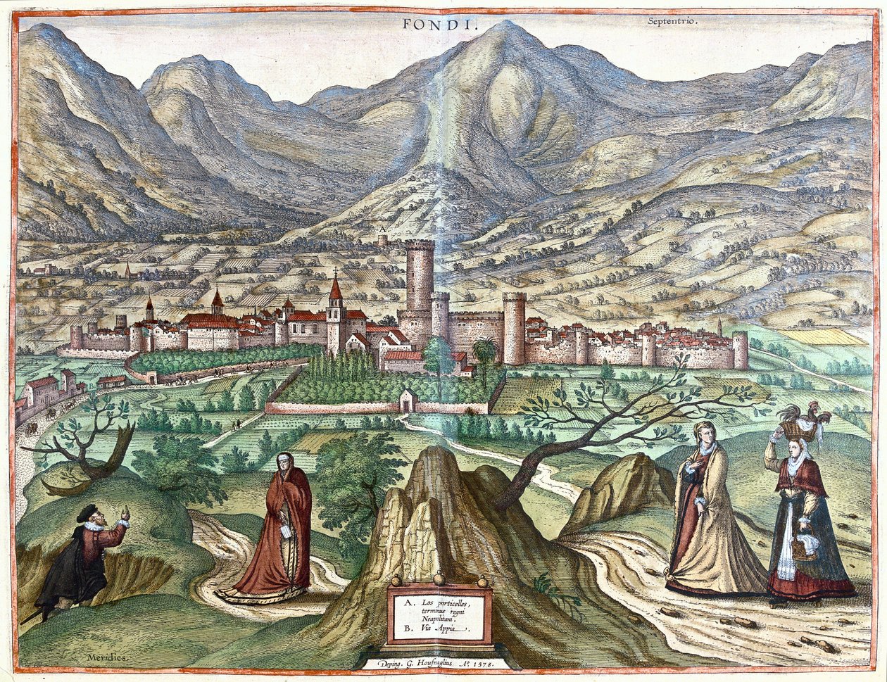 Fondi, Italy by Georg Braun and Hogenberg Franz