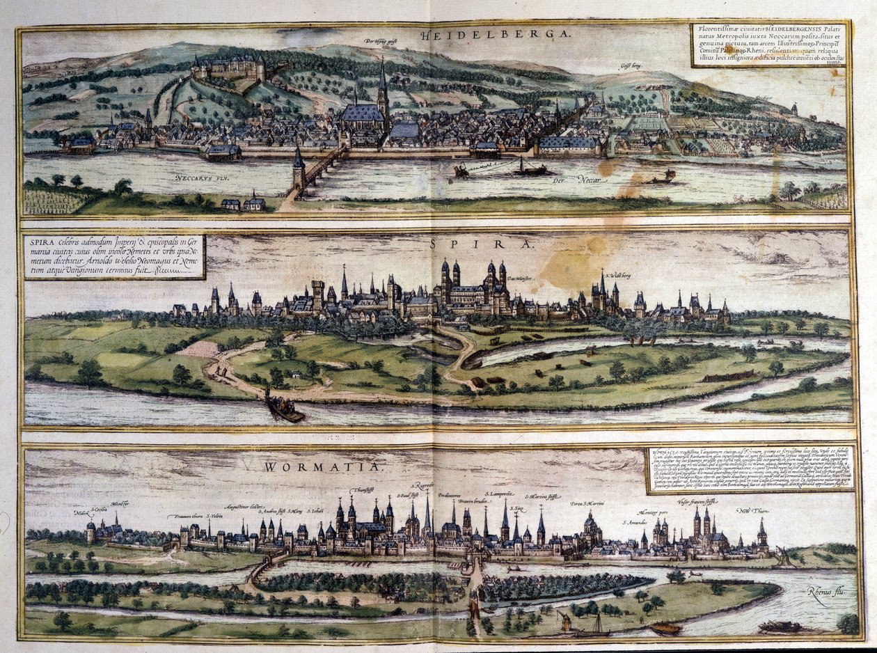 Views of three cities in Germany: Heidelberg, Spire, Worms by Georg Braun and Hogenberg Franz