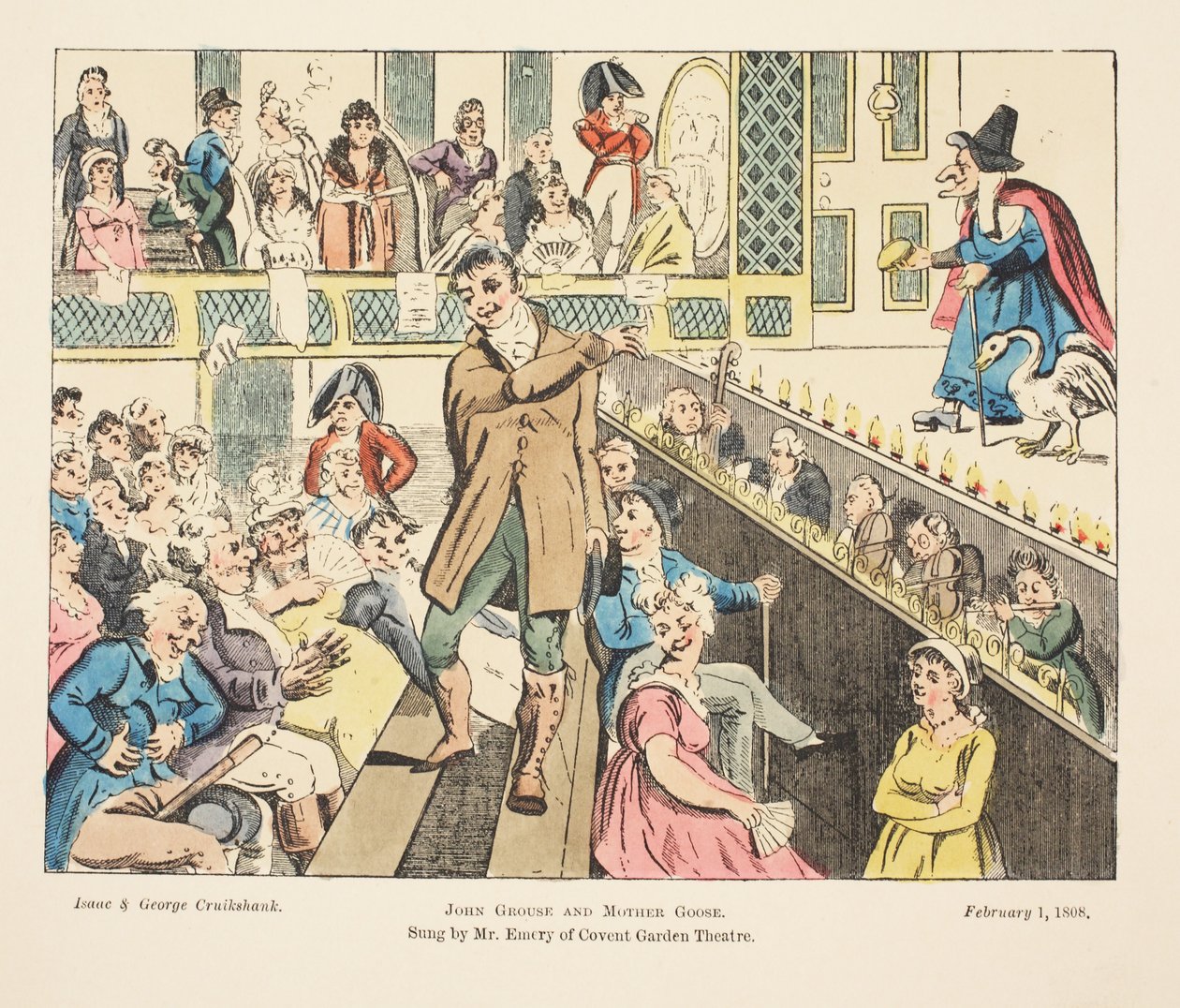 John Grouse and Mother Goose, Sung by Mr Emery of Covent Garden, 1808 by Isaac, Robert and George Cruikshank