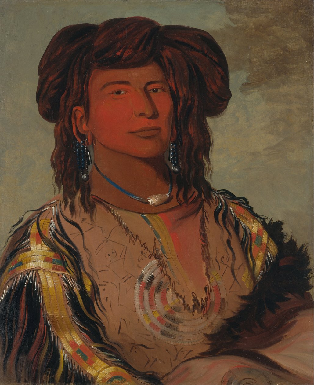 Ha-wón-je-tah, One Horn, Head Chief of the Miniconjou Tribe by George Catlin