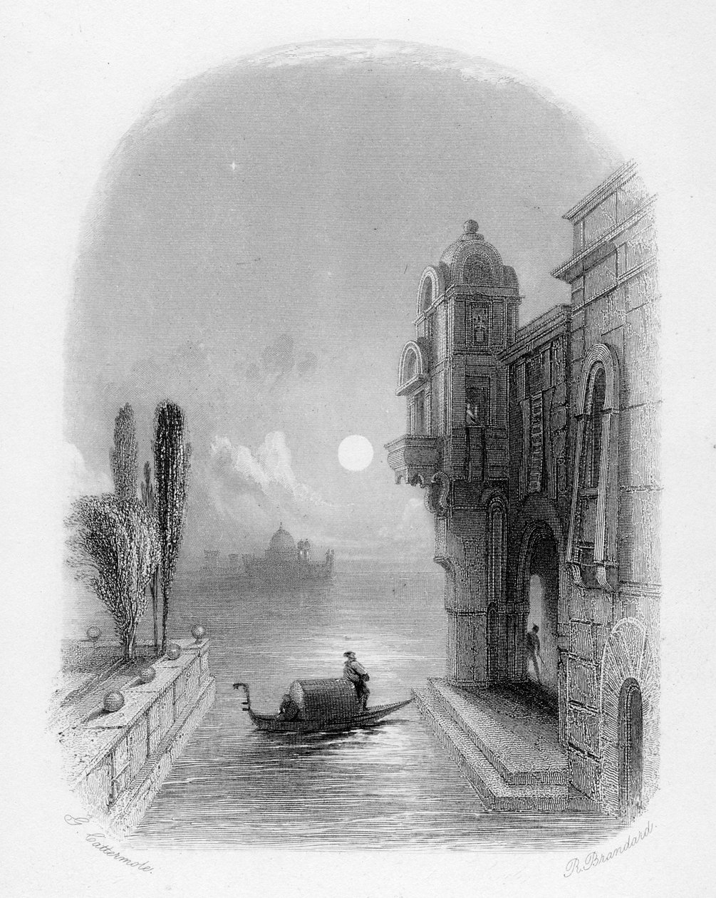 Moonlit scene in Venice, engraved by Robert Brandard by George Cattermole