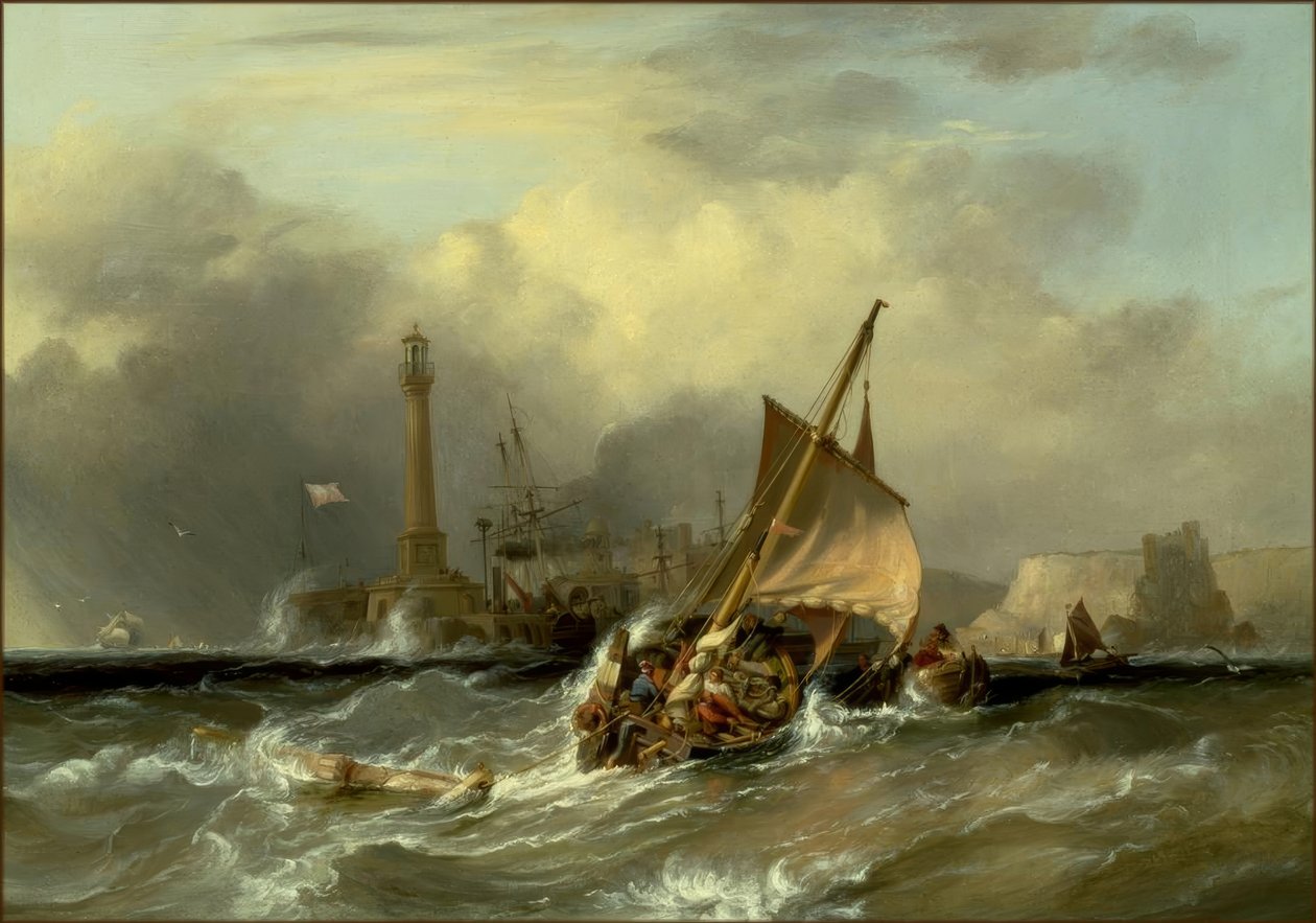 Ships in Strong Current off Margate / Painting by G. Chambers by George Chambers