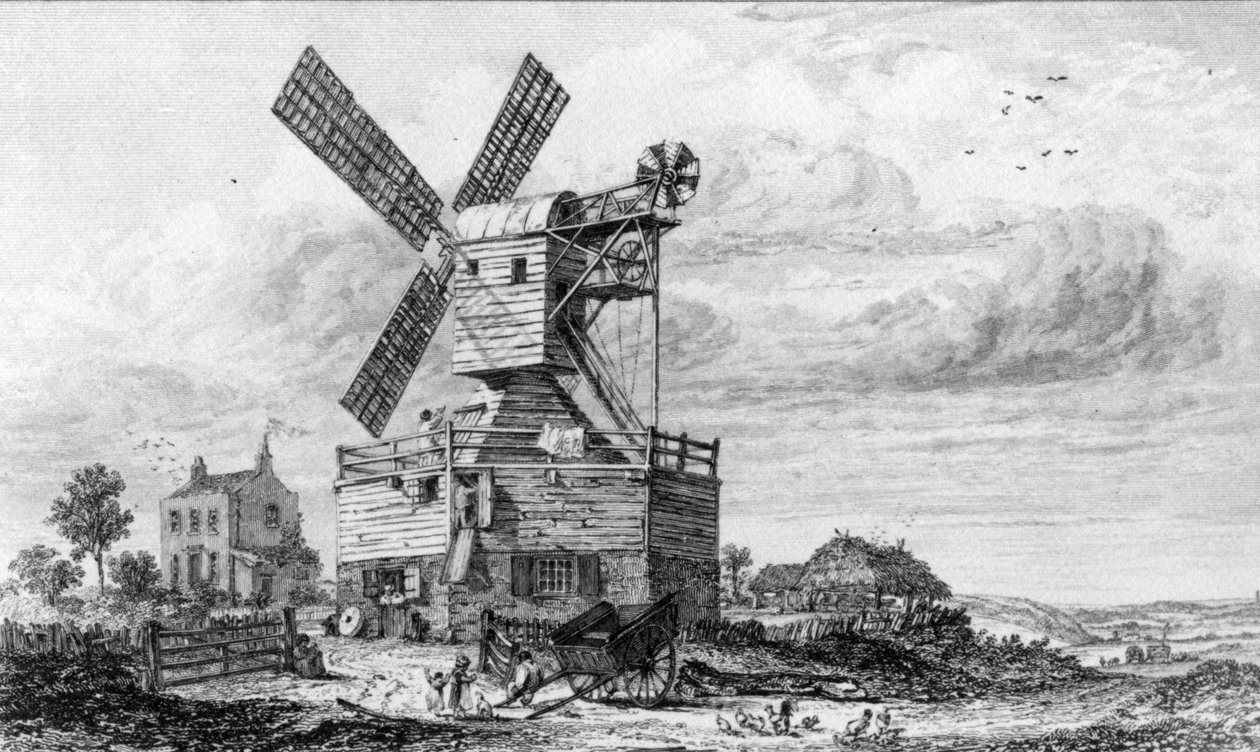 Mill on Wimbledon Common, from 