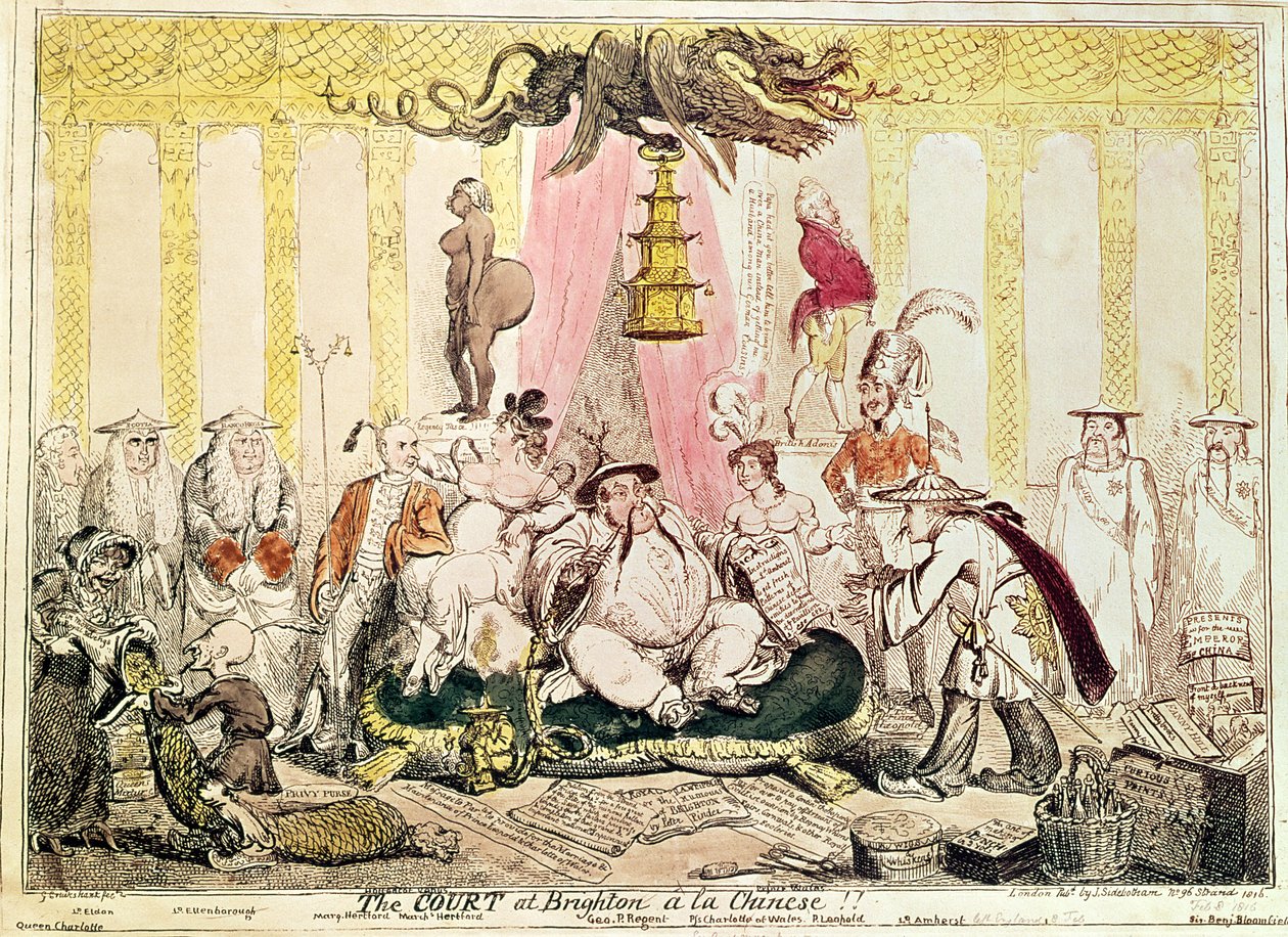 The Court at Brighton a la Chinese, 1816 by George Cruikshank