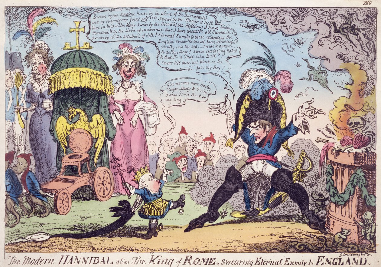 The King of Rome, 1814 - Cartoon Showing Napoleon and His Son, Napoleon II, Roi de Rome by George Cruikshank