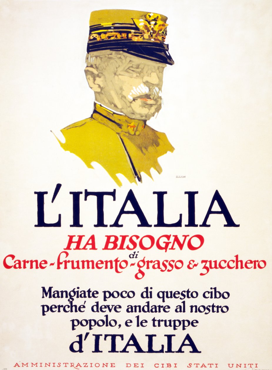 Italy has need of meat, wheat, fat, and sugar, 1917 by George Illian