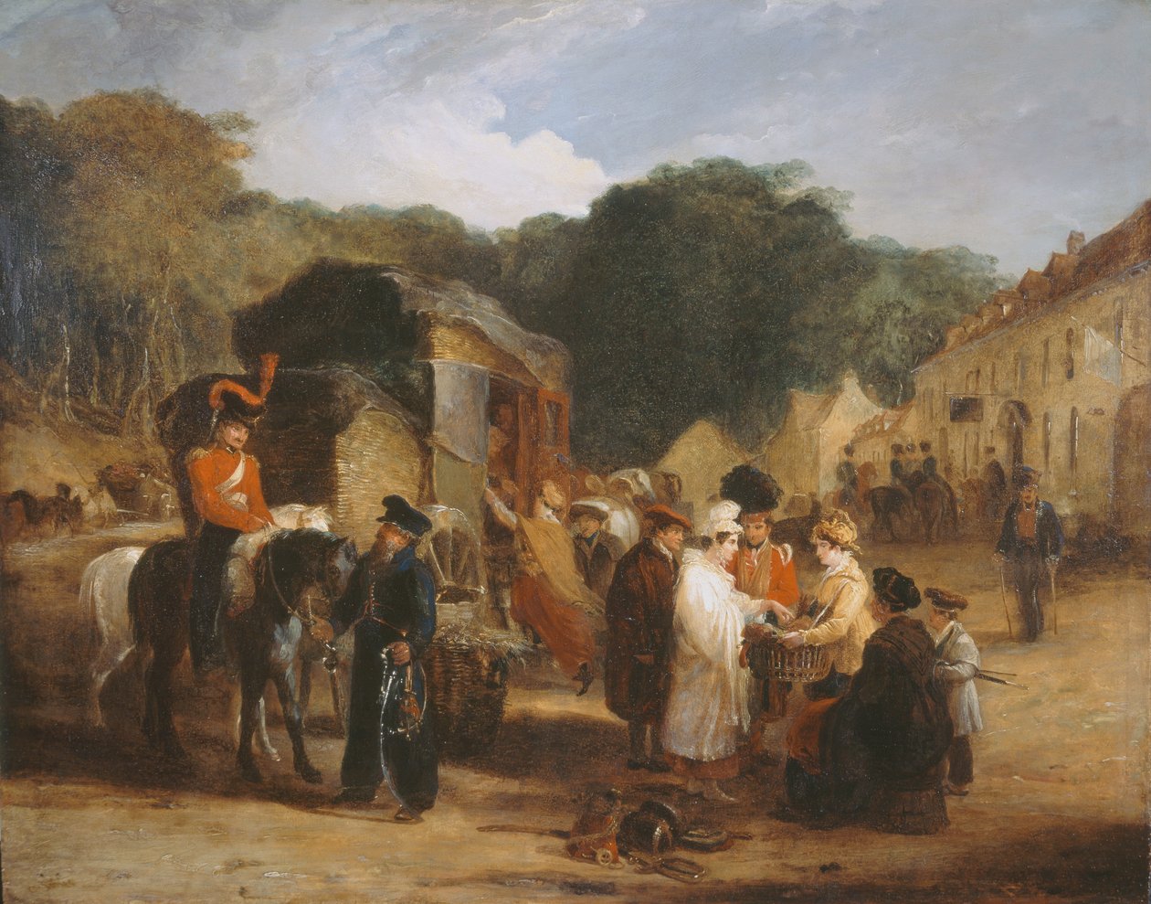The Village of Waterloo, with Travellers Purchasing the Relics that were Found in the Field of Battle, 1815, c.1821 by George Jones
